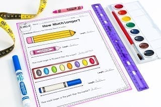 How Much Longer worksheet for teaching second grade measurement