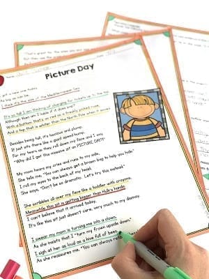Student using text evidence strategy to improve reading comprehension for better standardized test scores