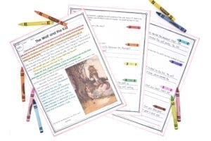 The Wolf and The Kid Folktale with question sets focused on RI.2.2
