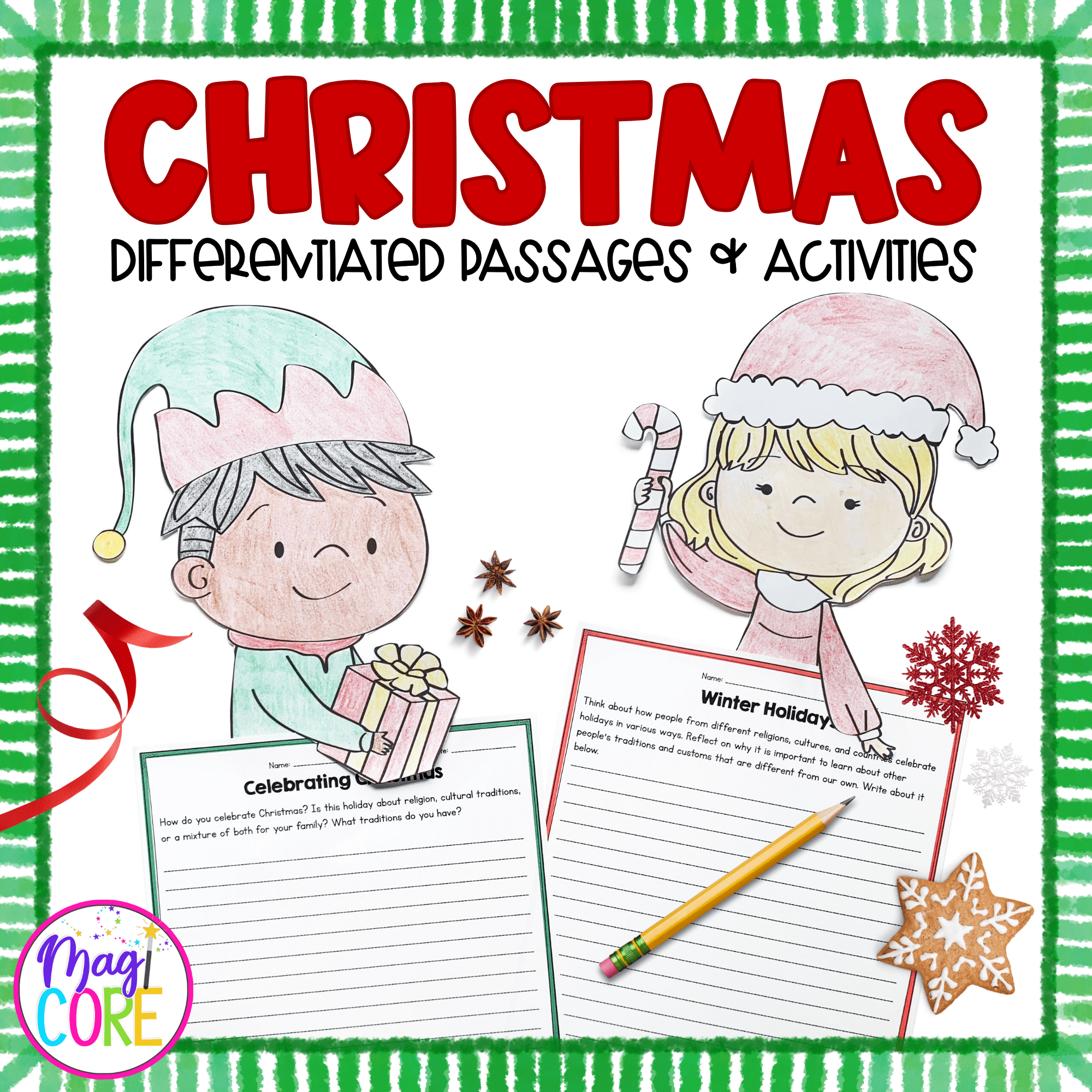 Christmas Differentiated Reading Comprehension Passages Writing Activities Craft