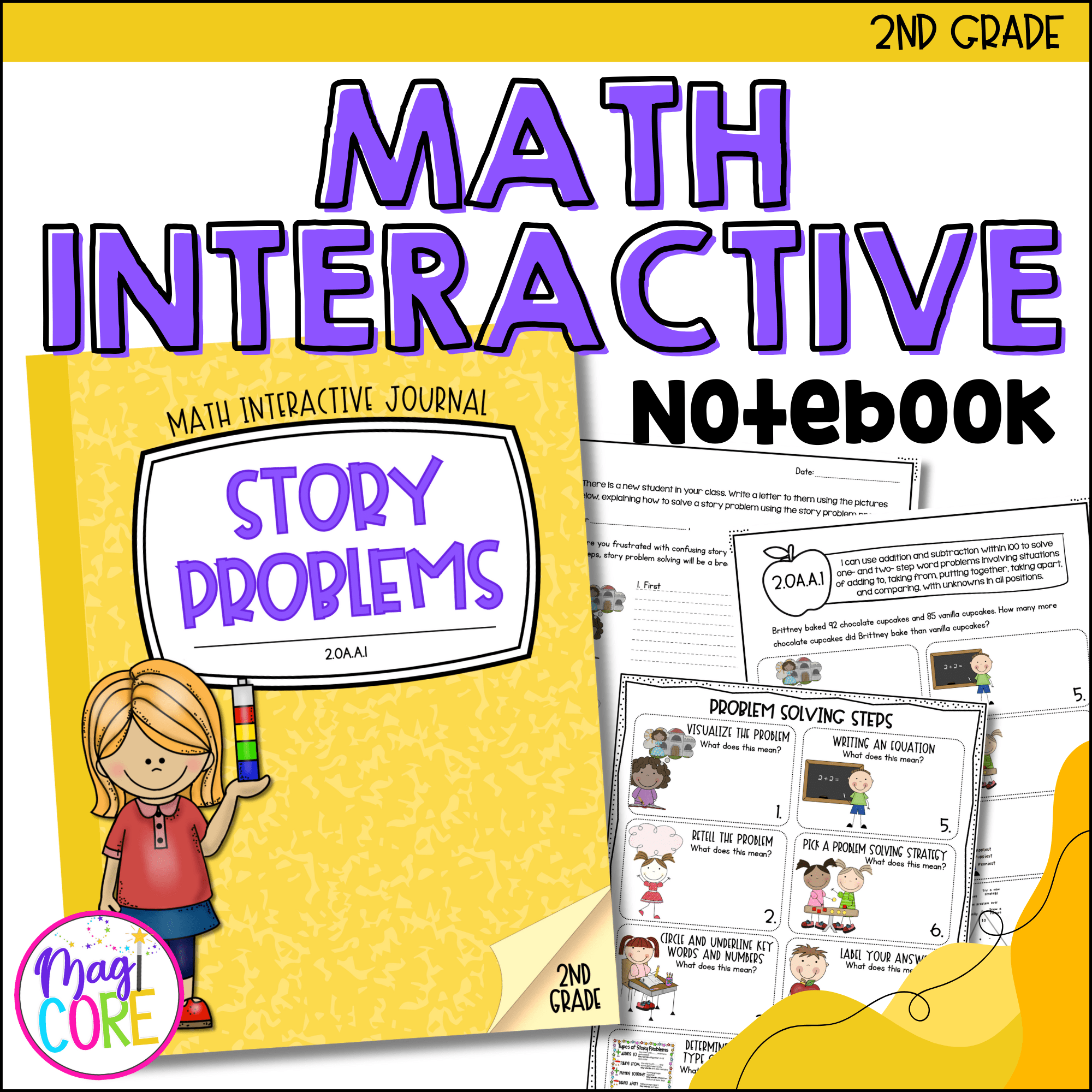 Math Interactive Journal for Word Problems - Common Core Activities 2.OA.A.1