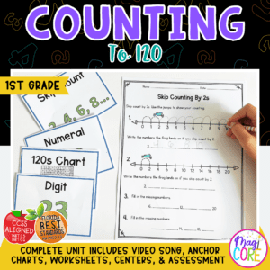 Counting to 120 Missing Numbers Hundreds Chart Worksheets 1st Grade 1.NBT.A.1