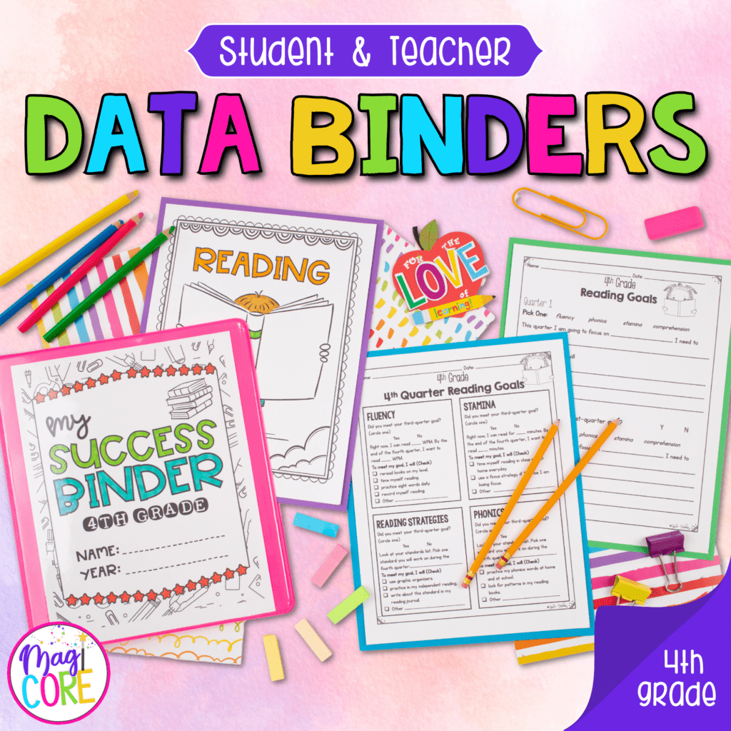 Teacher & Student Data Tracking Binder Collection Sheet Notebook 4th Grade