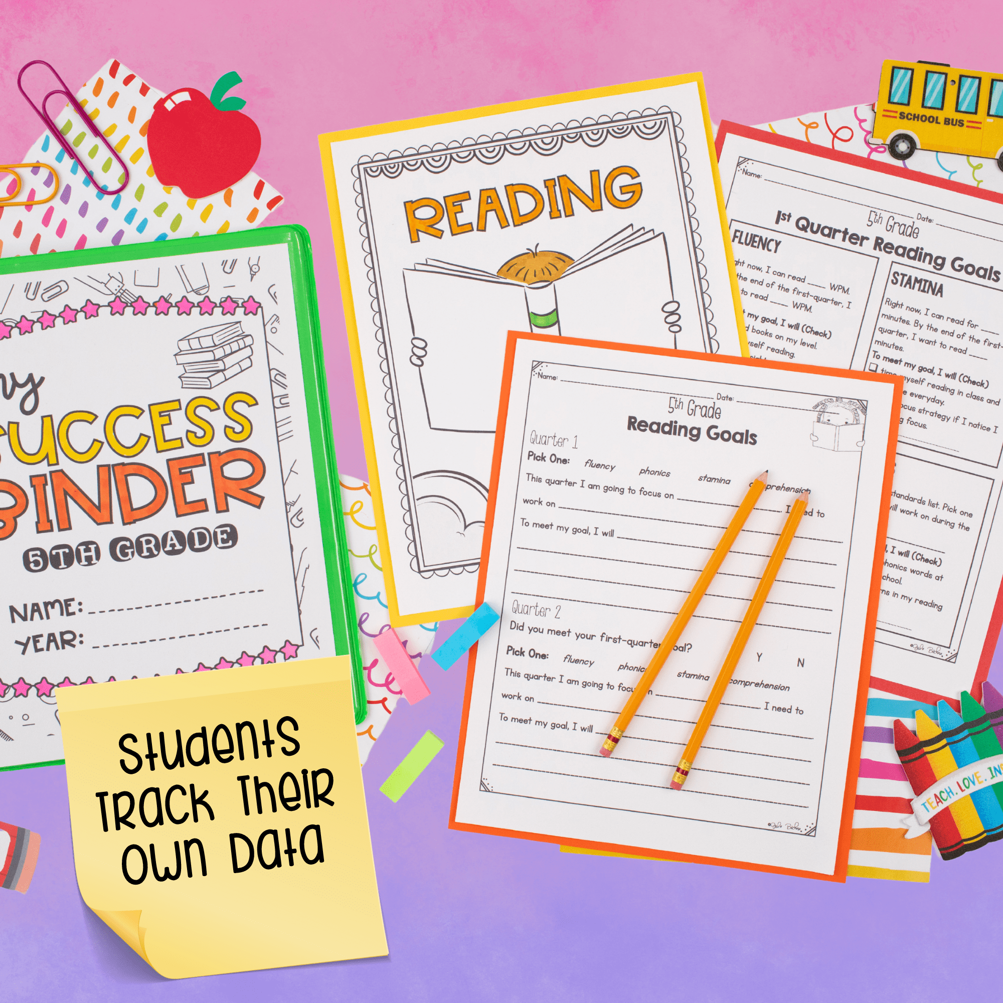 Teacher & Student Data Tracking Binder Collection Sheet Notebook 5th Grade - Image 2