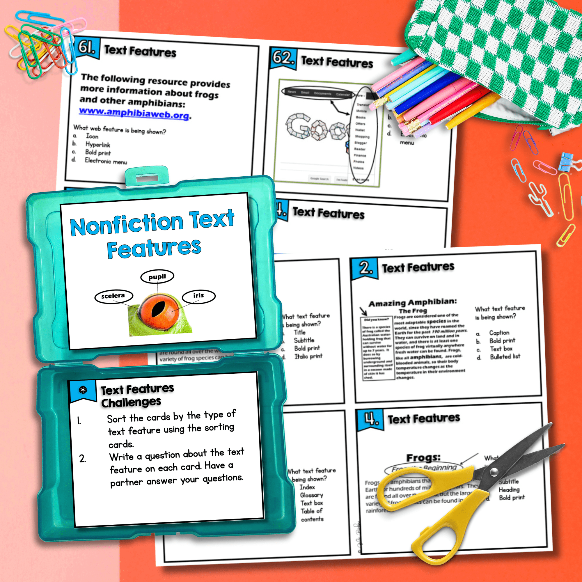 Nonfiction Text Features Task Cards 2nd 3rd Grade Informational Reading Activity - Image 2