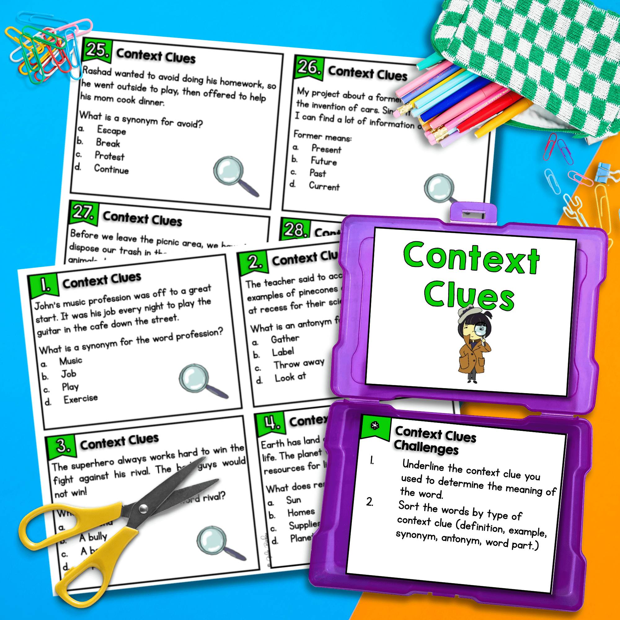 Context Clues Task Cards Nonfiction - 2nd & 3rd Grade Reading Comprehension - Image 2
