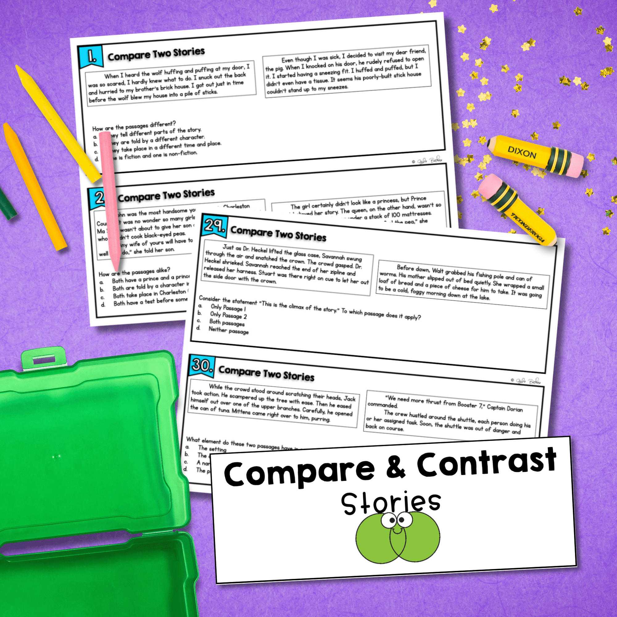 Compare and Contrast Stories Reading Task Cards 2nd & 3rd Grade - RL.2.9 RL.3.9 - Image 2