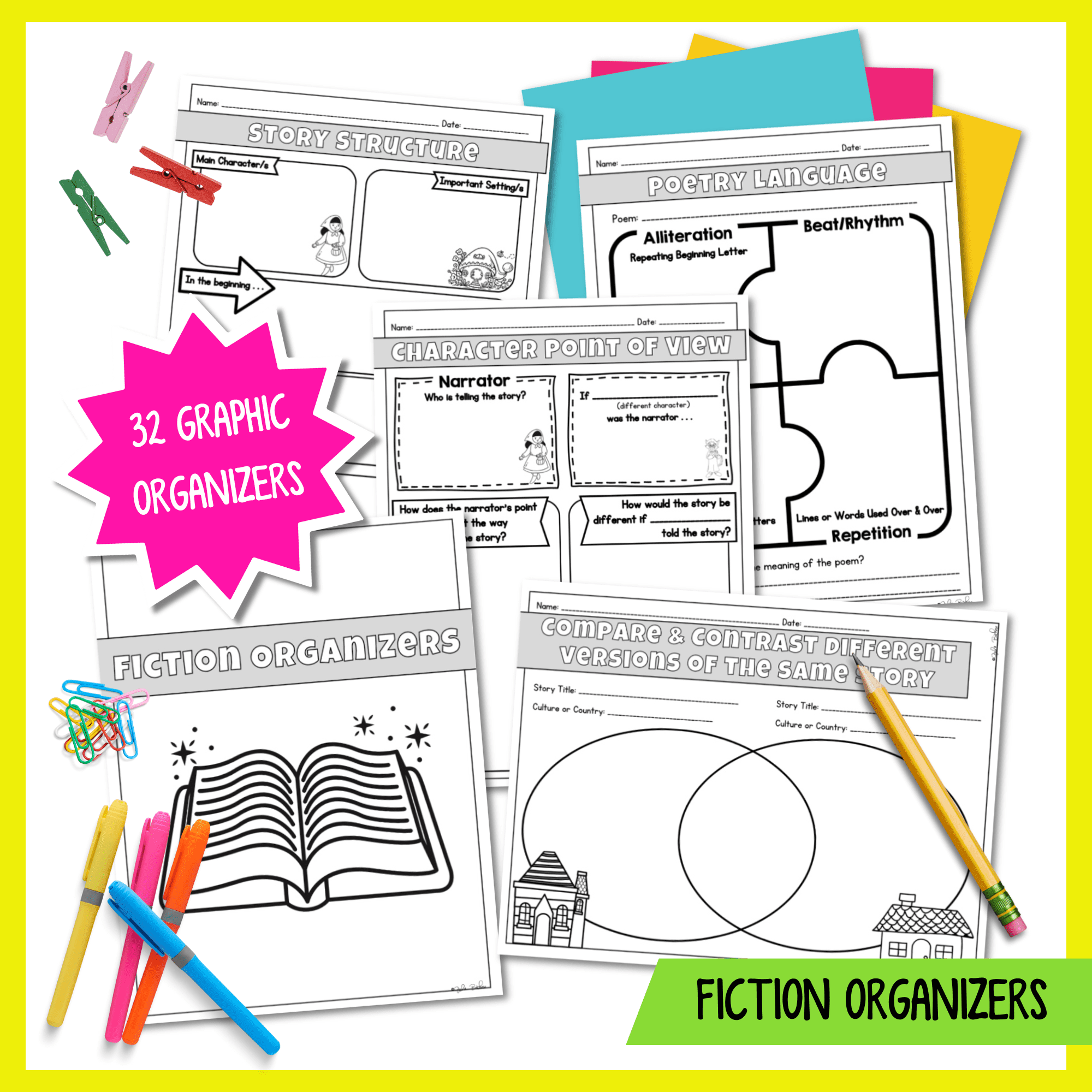 Reading Comprehension Graphic Organizers Fiction & Nonfiction Response 2nd Grade - Image 2