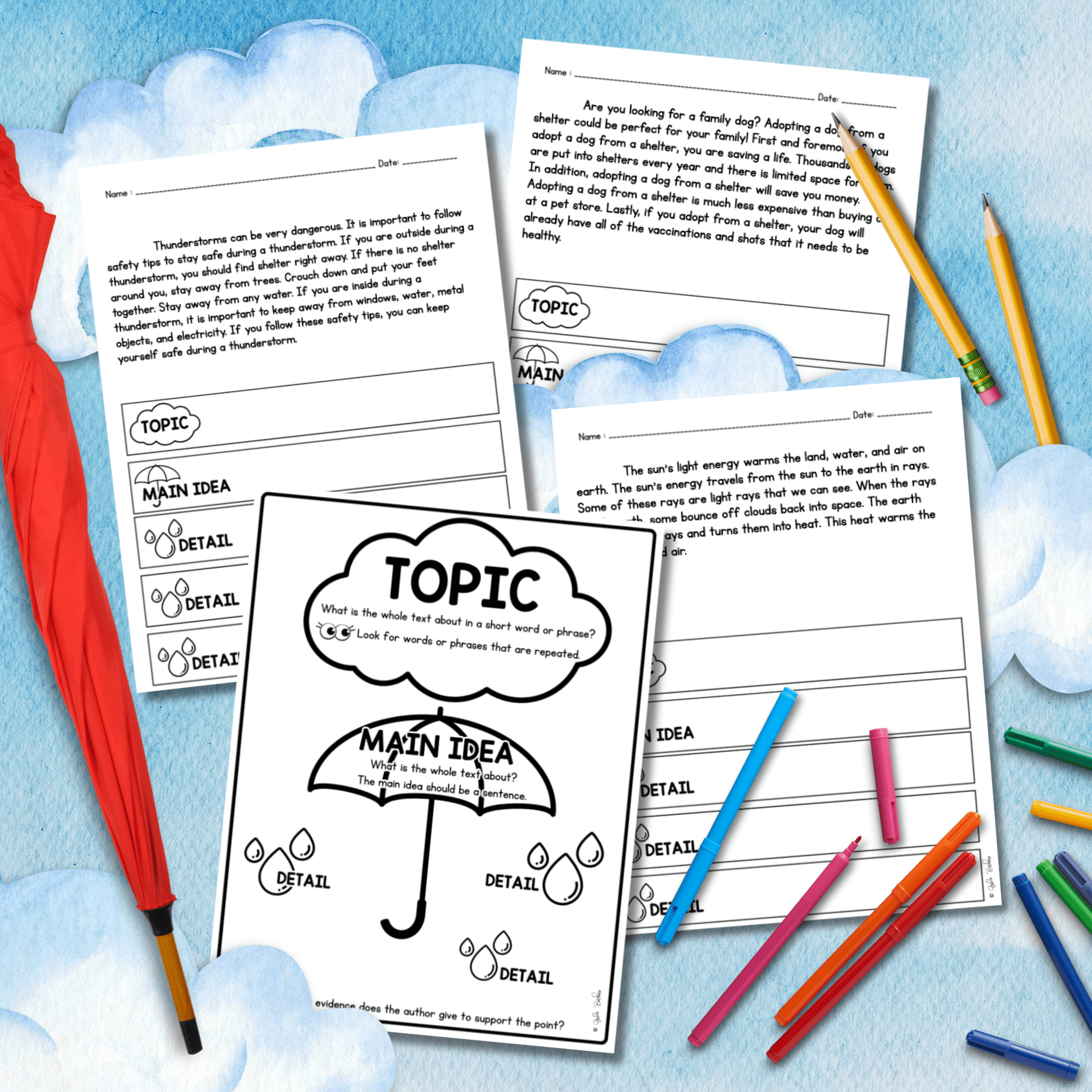 Topic, Main Idea, Details Short Reading Comprehension Passages RI.2.2 RI.2.8 - Image 2