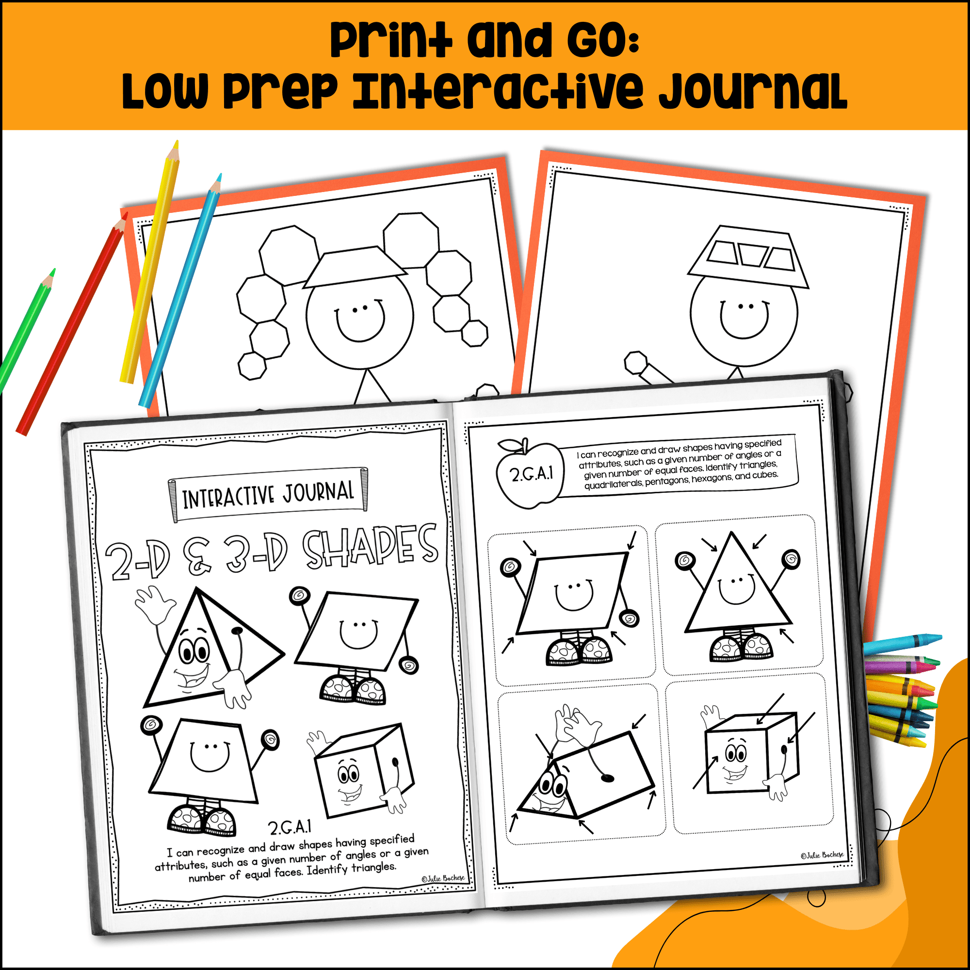 2nd Grade Geometry Interactive Journal CCSS Standards 2.G.A.1, 2.G.A.2, 2.G.A.3 - Image 2