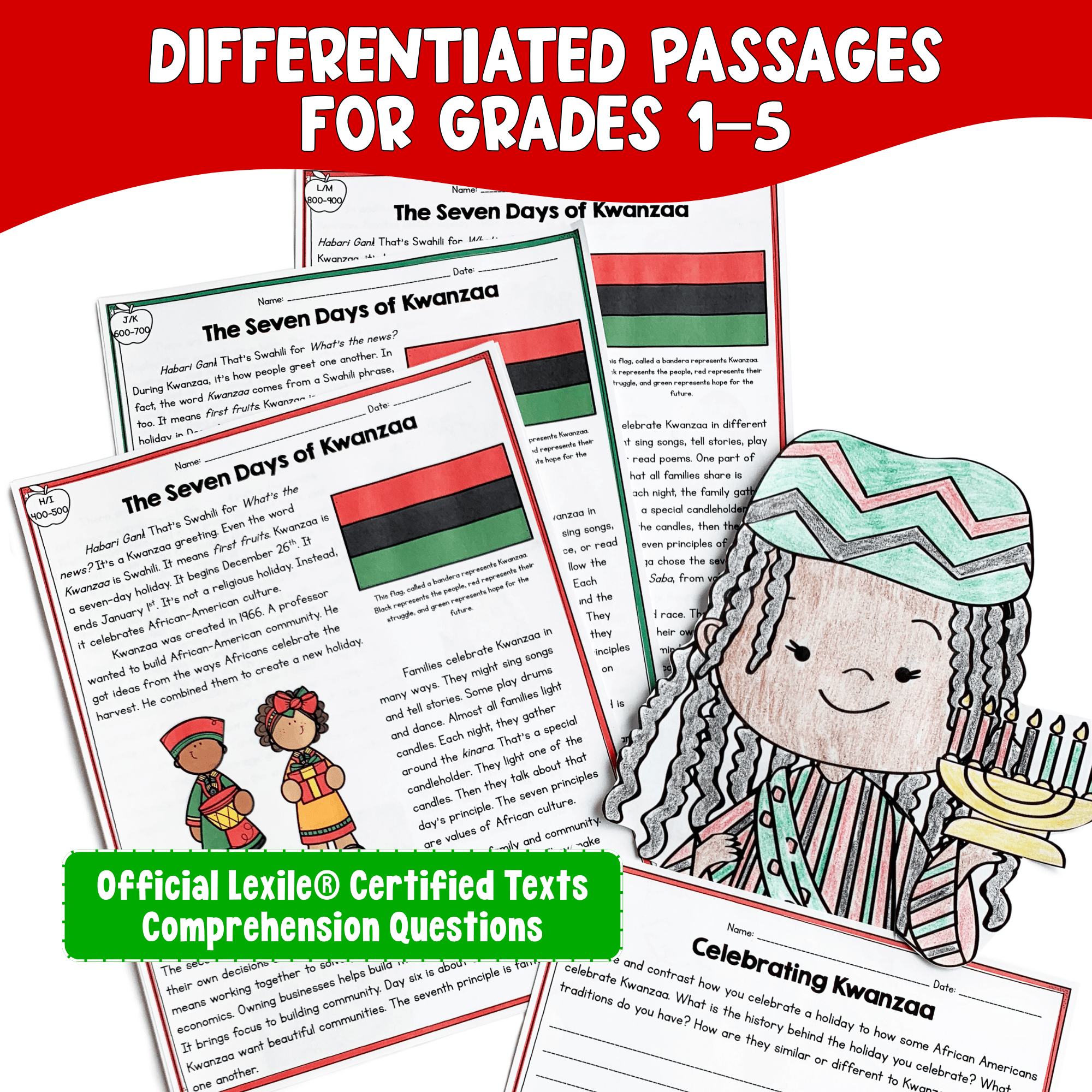 Kwanzaa Differentiated Reading Comprehension Passages Writing Activities Craft - Image 2