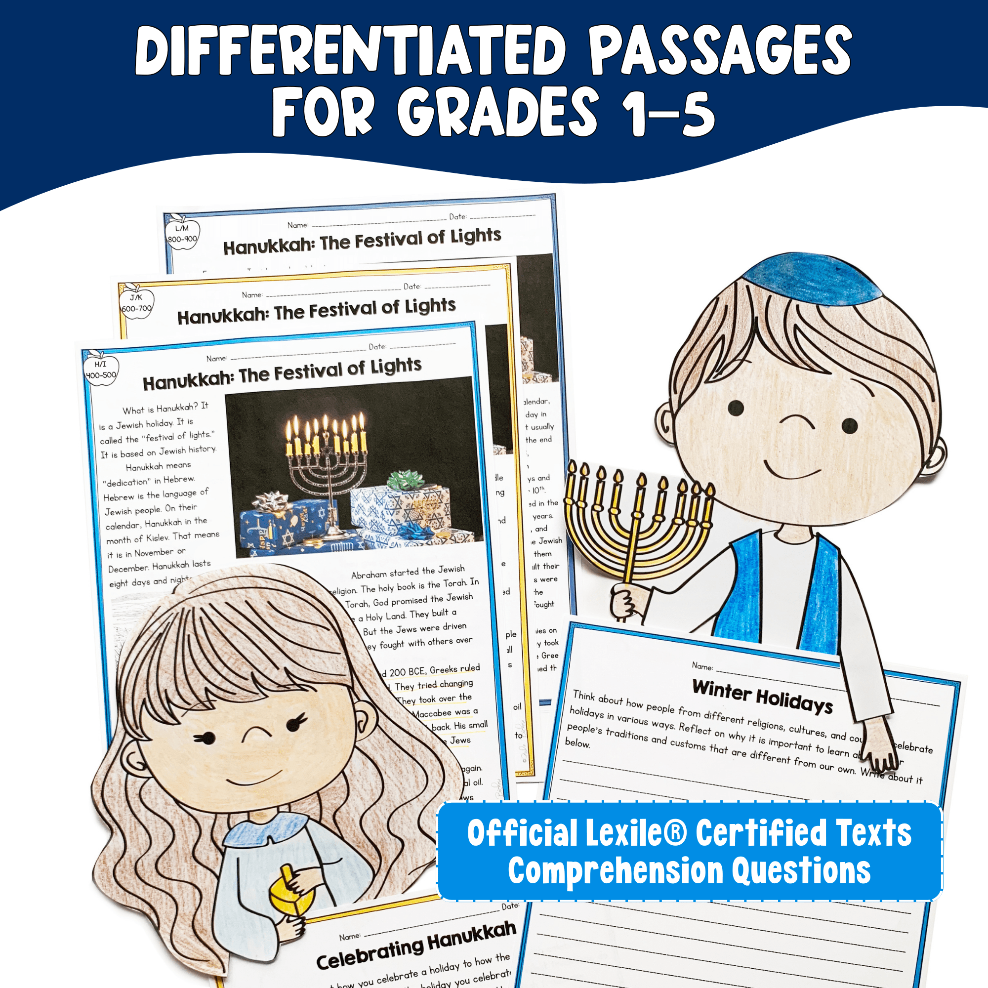 Hanukkah Differentiated Reading Comprehension Passages Writing Activities Craft - Image 2