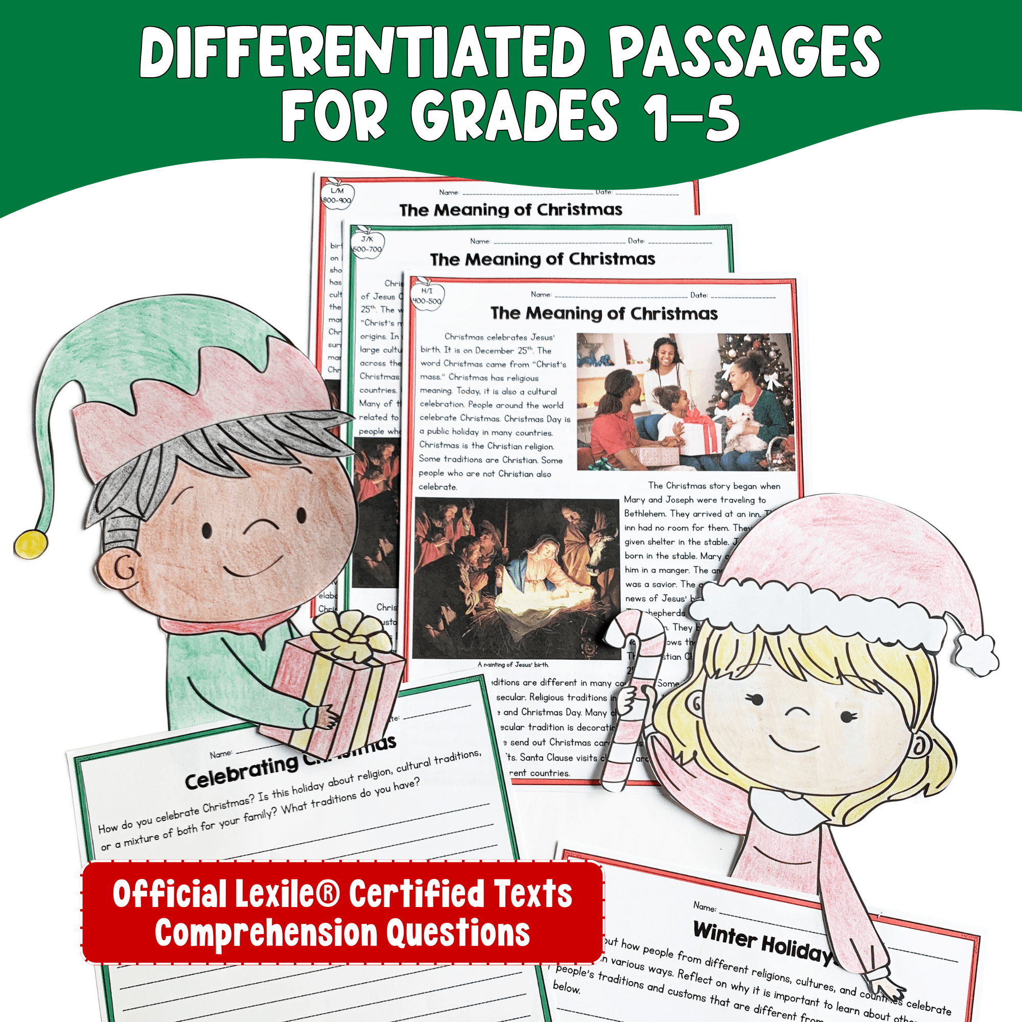 Christmas Differentiated Reading Comprehension Passages Writing Activities Craft - Image 2