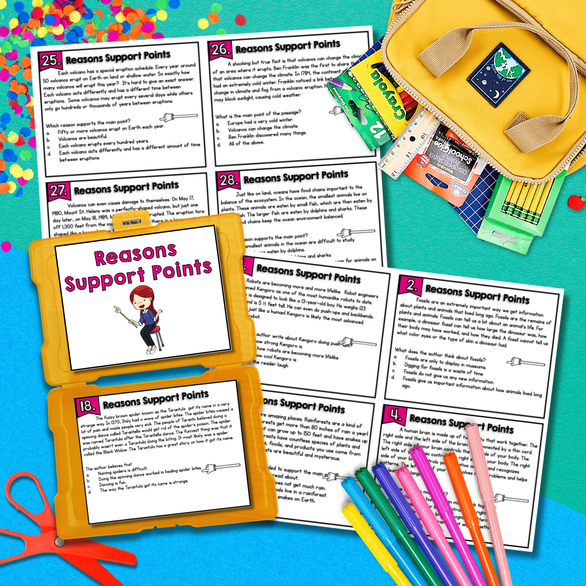 Author's Points & Supporting Reasons Reading Task Cards 2nd Grade RI2.8 Centers - Image 2