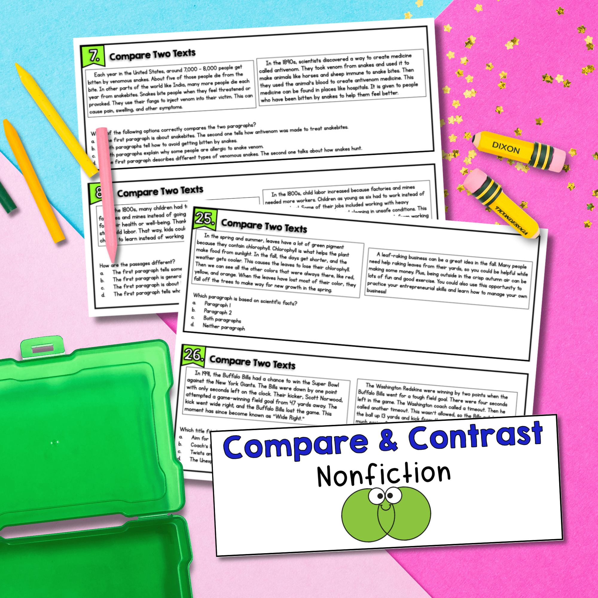 Compare & Contrast Nonfiction Reading Task Cards - 2nd & 3rd Grade RI.2.9 RI.3.9 - Image 2