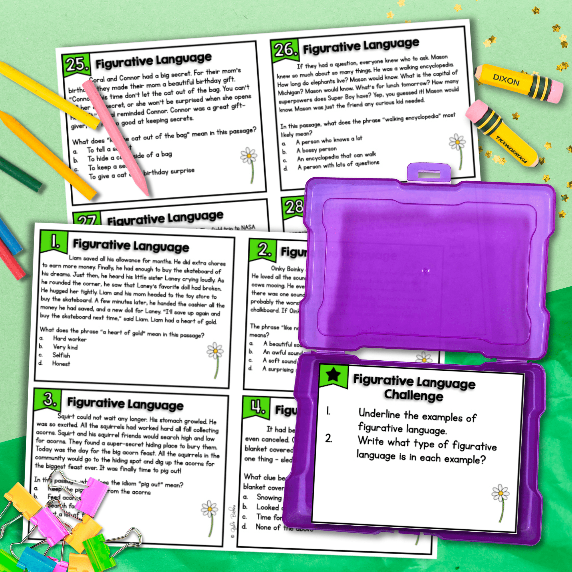 Figurative Language Task Cards - Literal and Nonliteral Language 3rd Grade RL3.4 - Image 2
