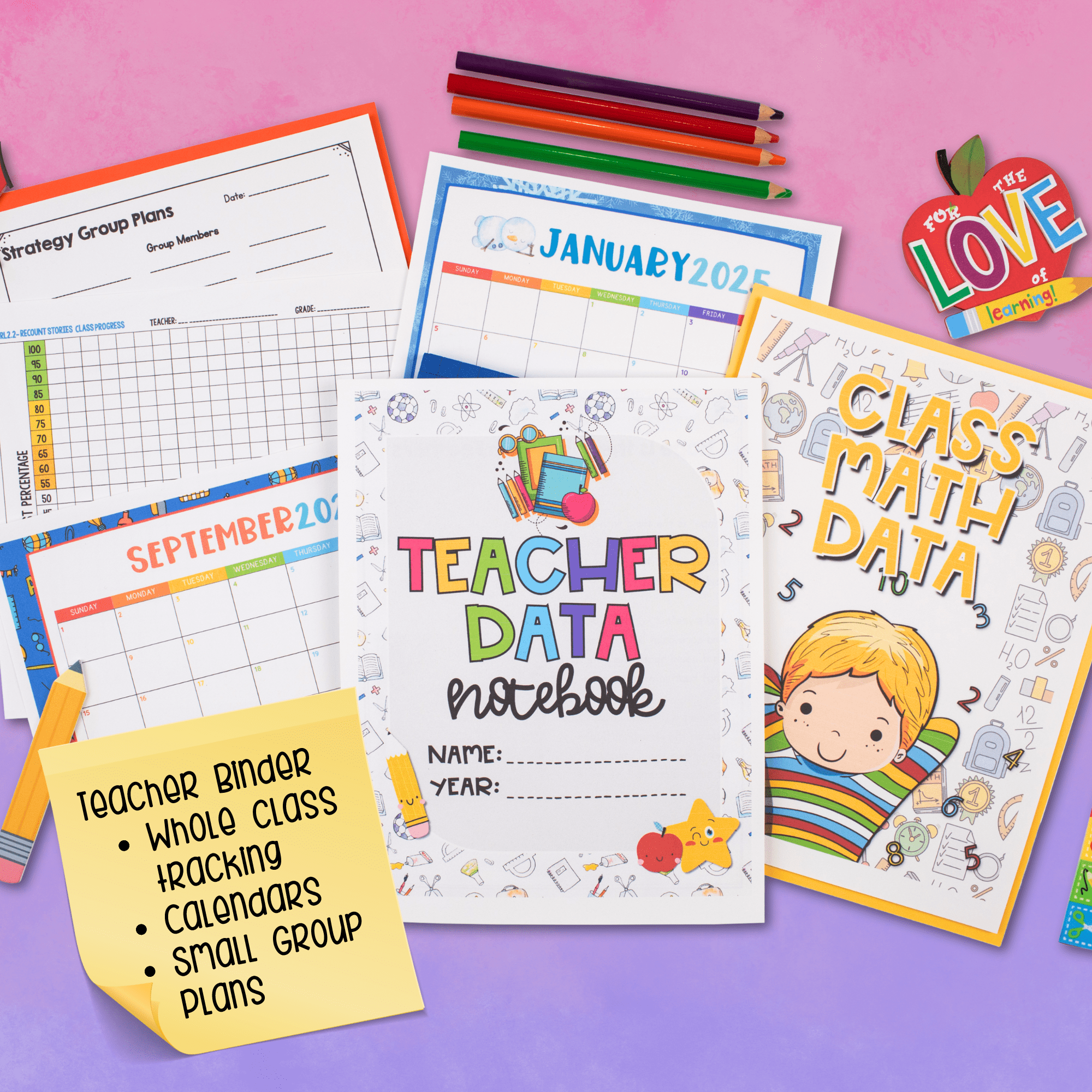Teacher & Student Data Tracking Binder Collection Sheet Notebook 5th Grade - Image 4