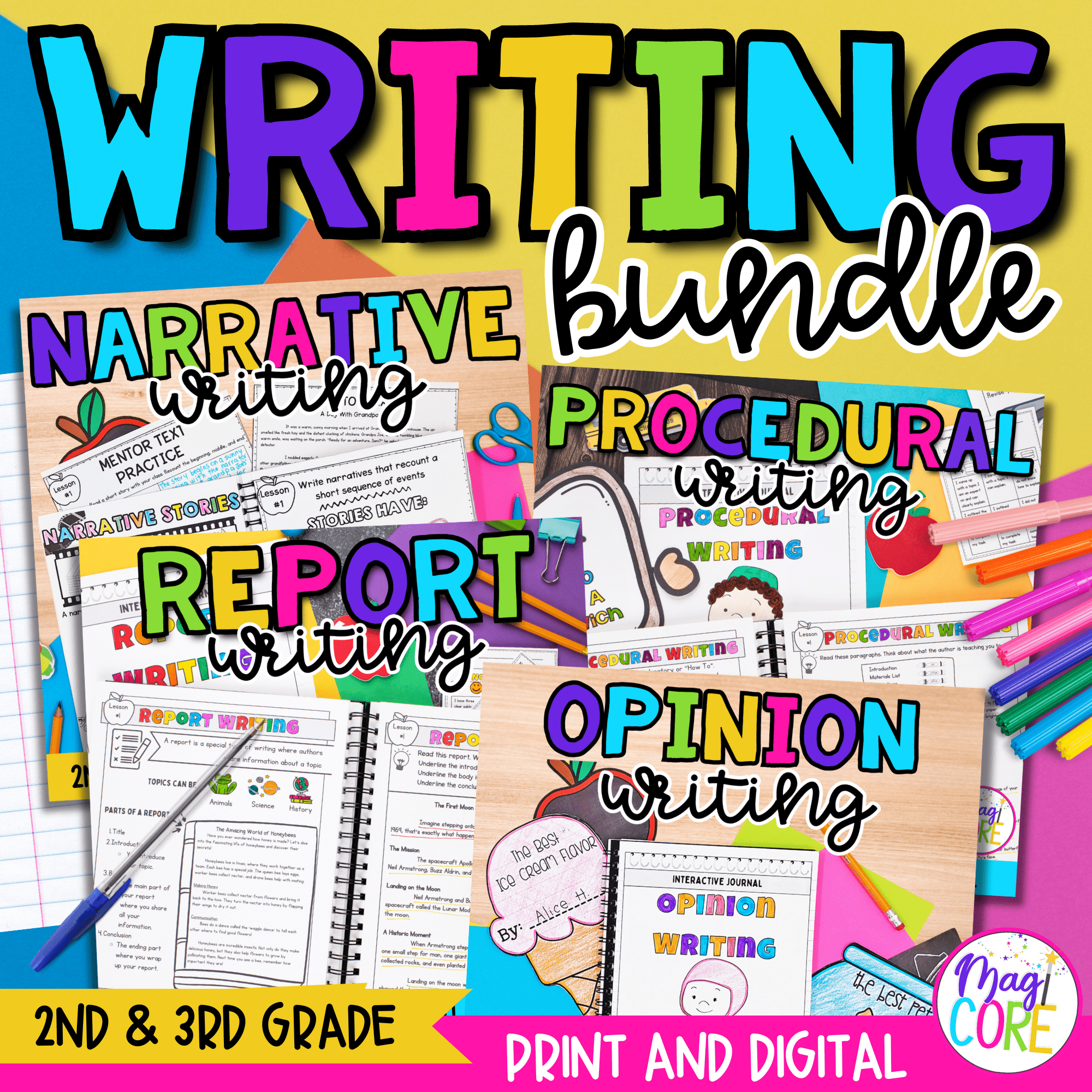 2nd & 3rd Grade Writing Bundle - Narratives, Opinions, Reports & Explanatory