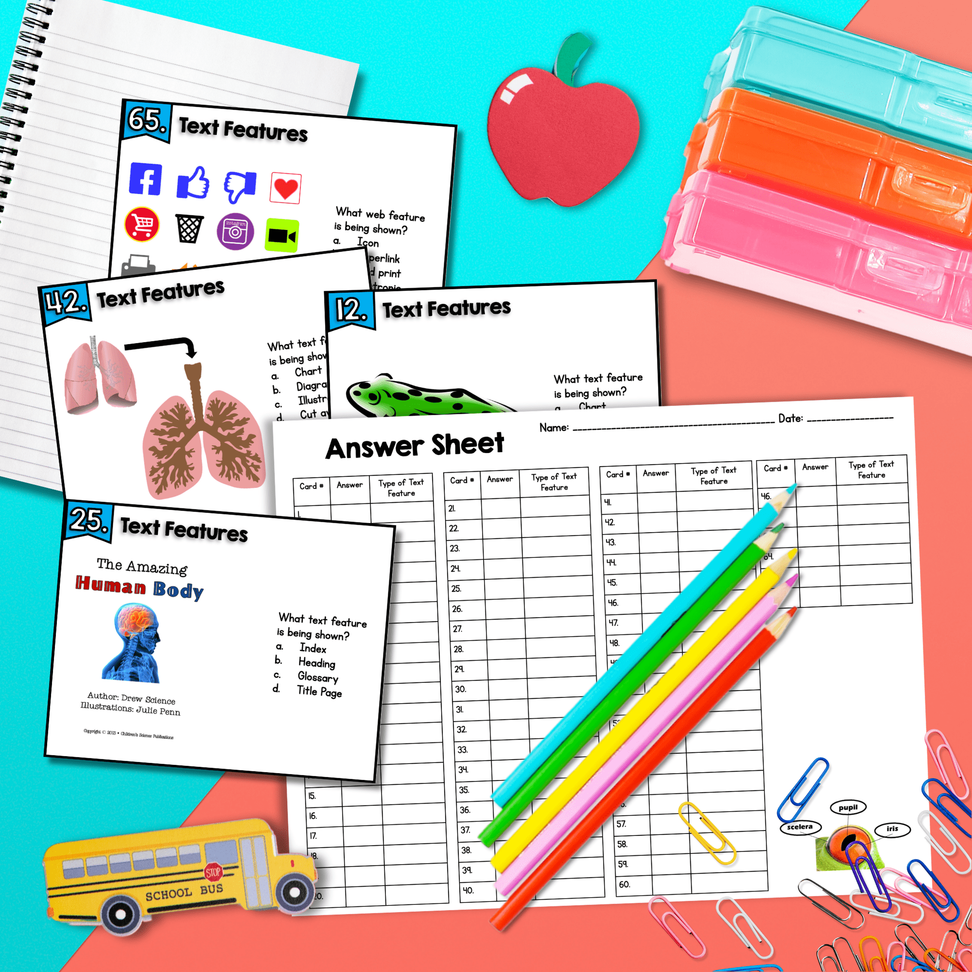 Nonfiction Text Features Task Cards 2nd 3rd Grade Informational Reading Activity - Image 3