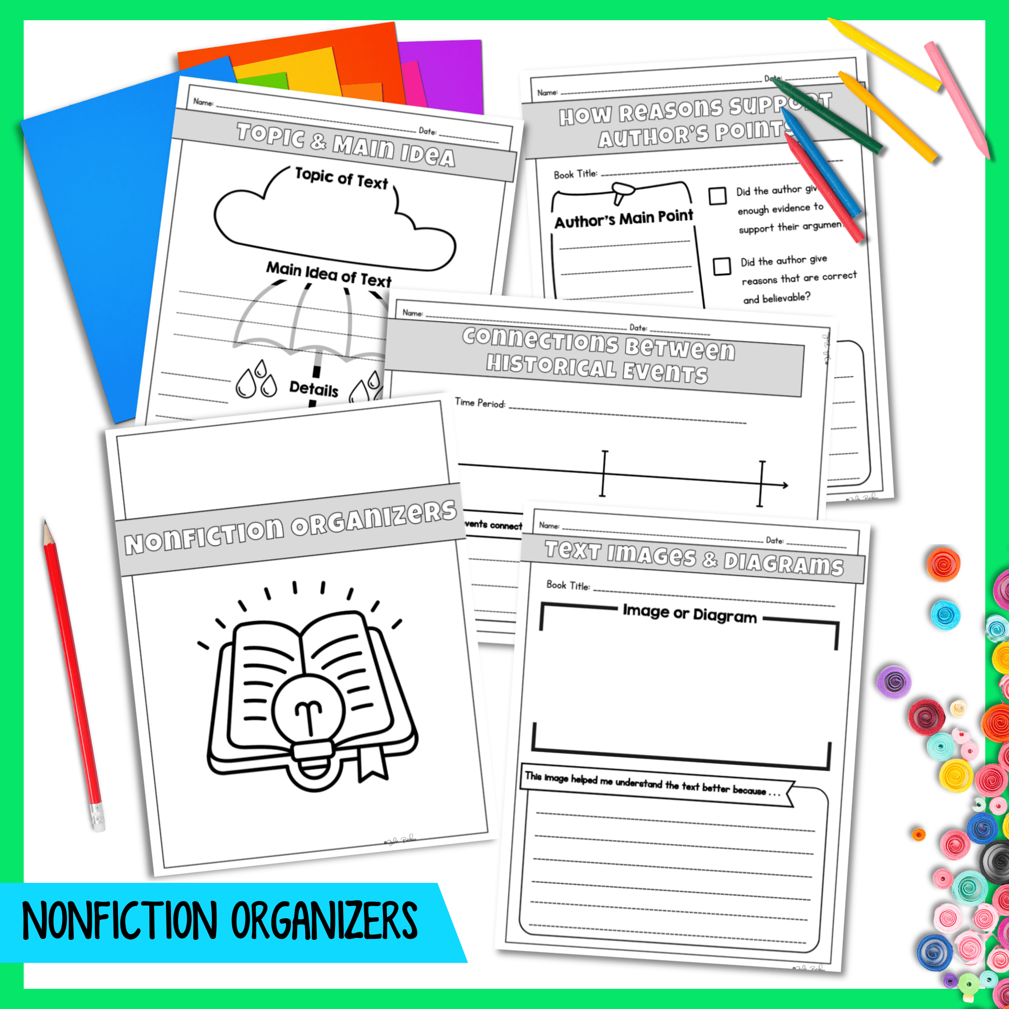 Reading Comprehension Graphic Organizers Fiction & Nonfiction Response 2nd Grade - Image 3