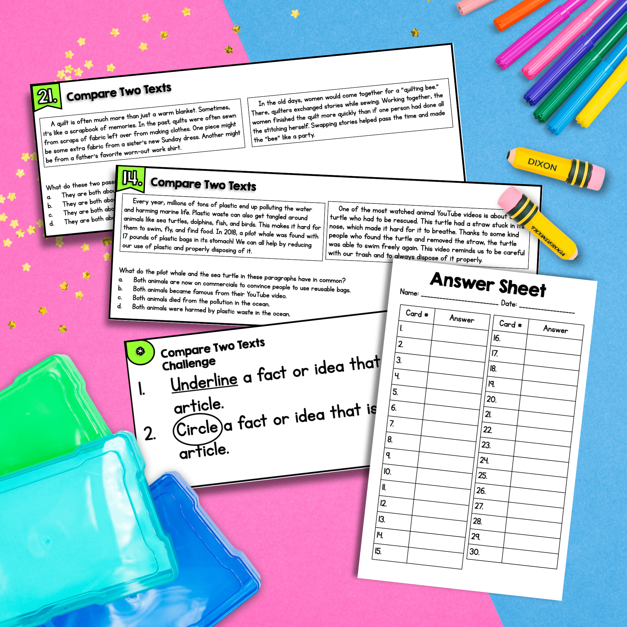 Compare & Contrast Nonfiction Reading Task Cards - 2nd & 3rd Grade RI.2.9 RI.3.9 - Image 3