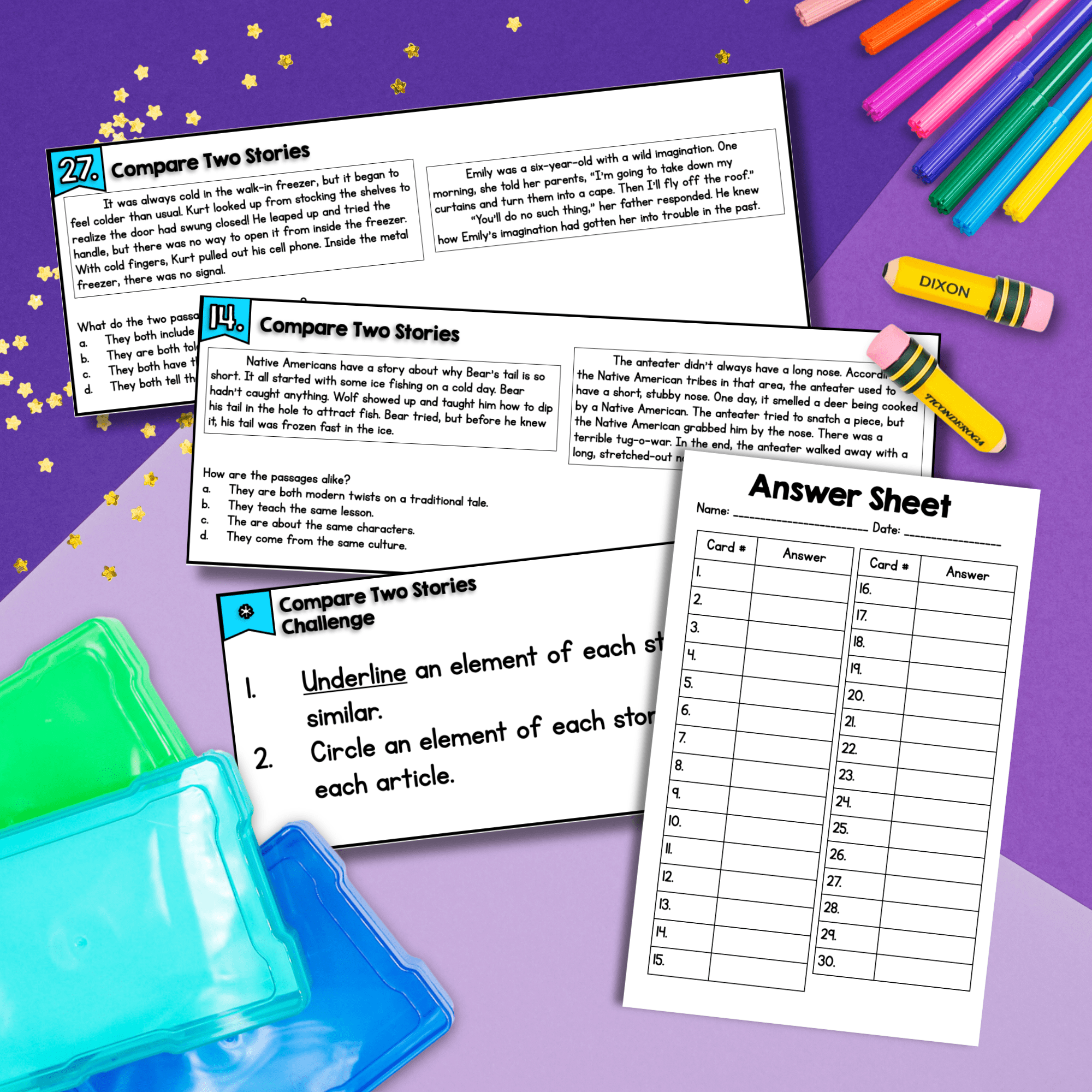 Compare and Contrast Stories Reading Task Cards 2nd & 3rd Grade - RL.2.9 RL.3.9 - Image 3