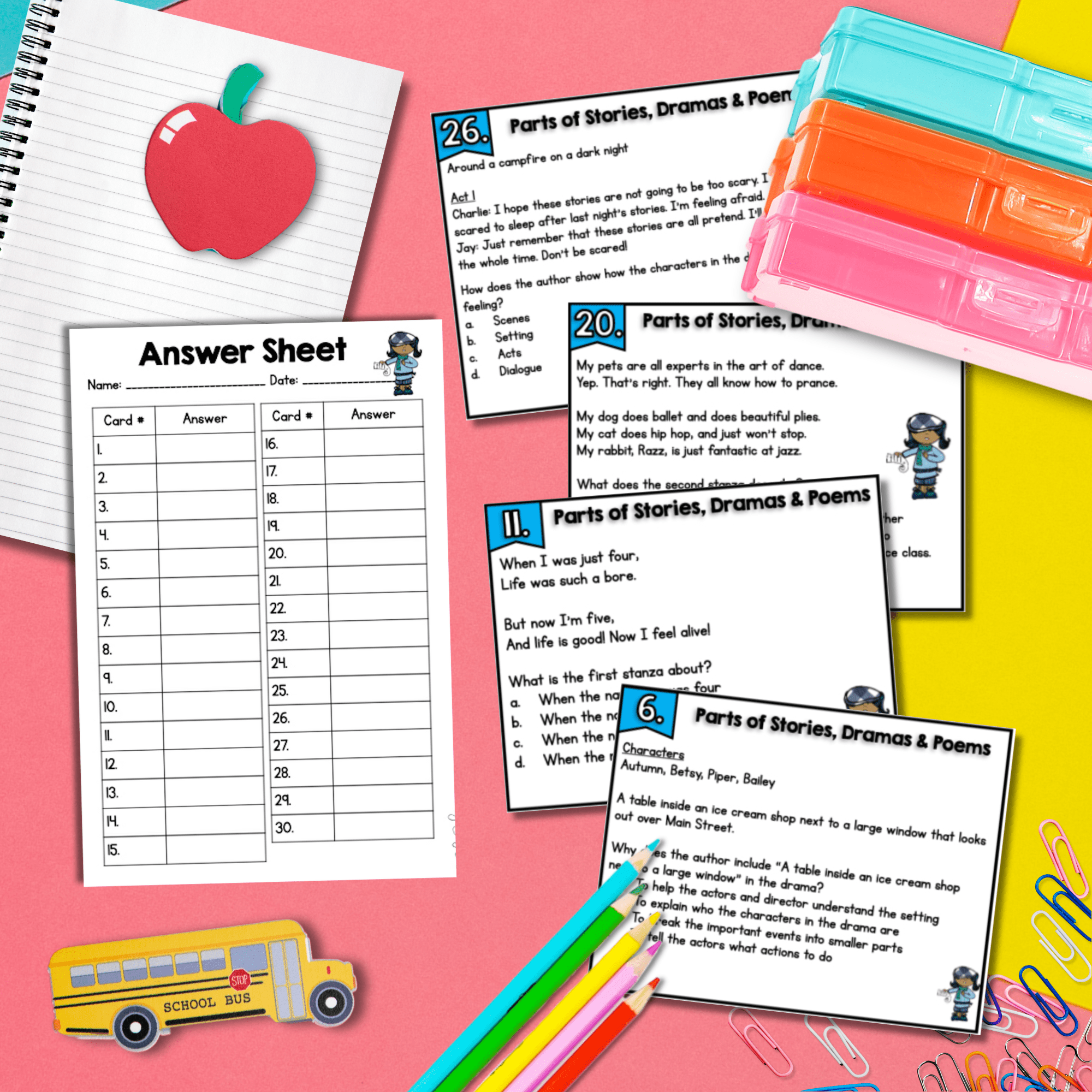Text Structure Stories Dramas Poems Reading Task Cards 3rd Grade Fiction RL3.5 - Image 3