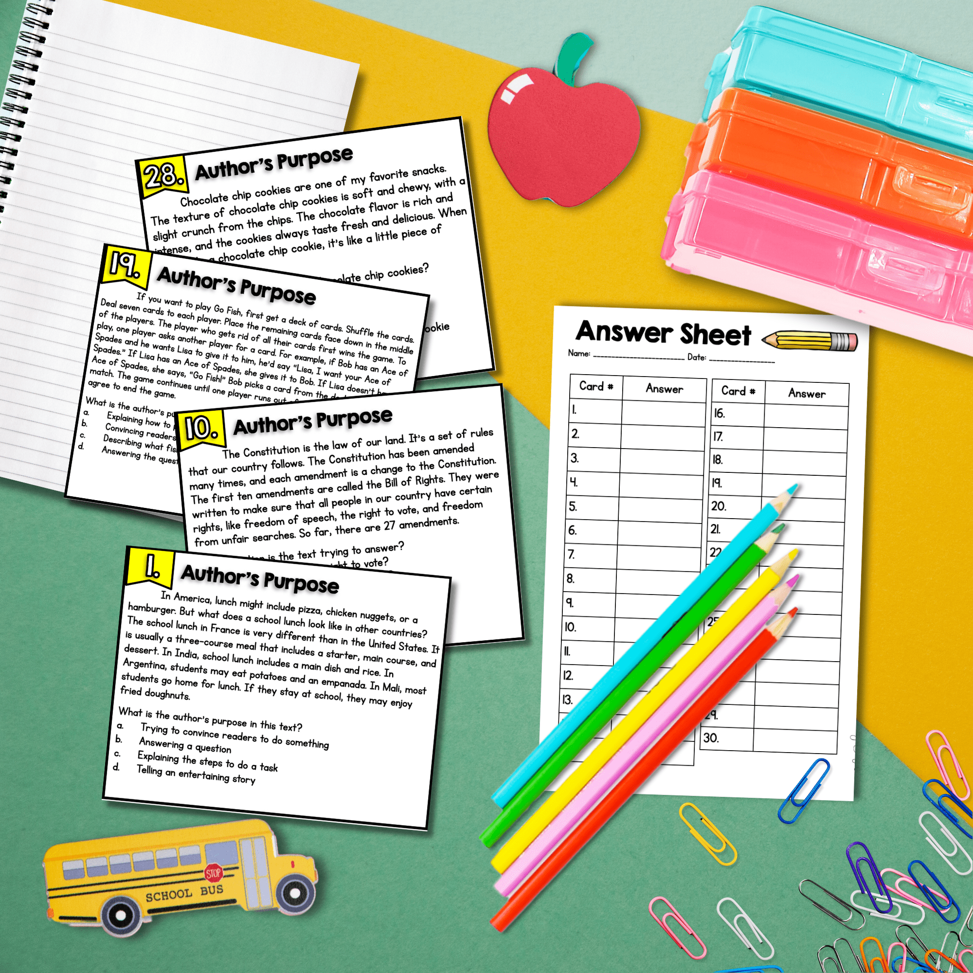 Author's Purpose in Nonfiction Task Cards 2nd Grade RI.2.6 & FL BEST ELA.2.R.2.3 - Image 3