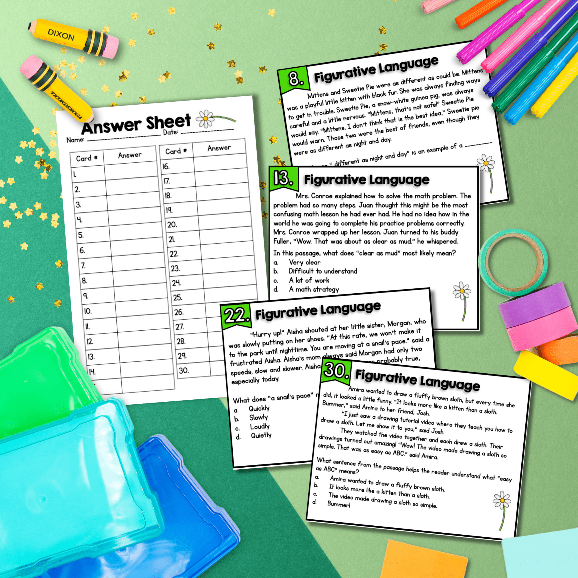 Figurative Language Task Cards - Literal and Nonliteral Language 3rd Grade RL3.4 - Image 3