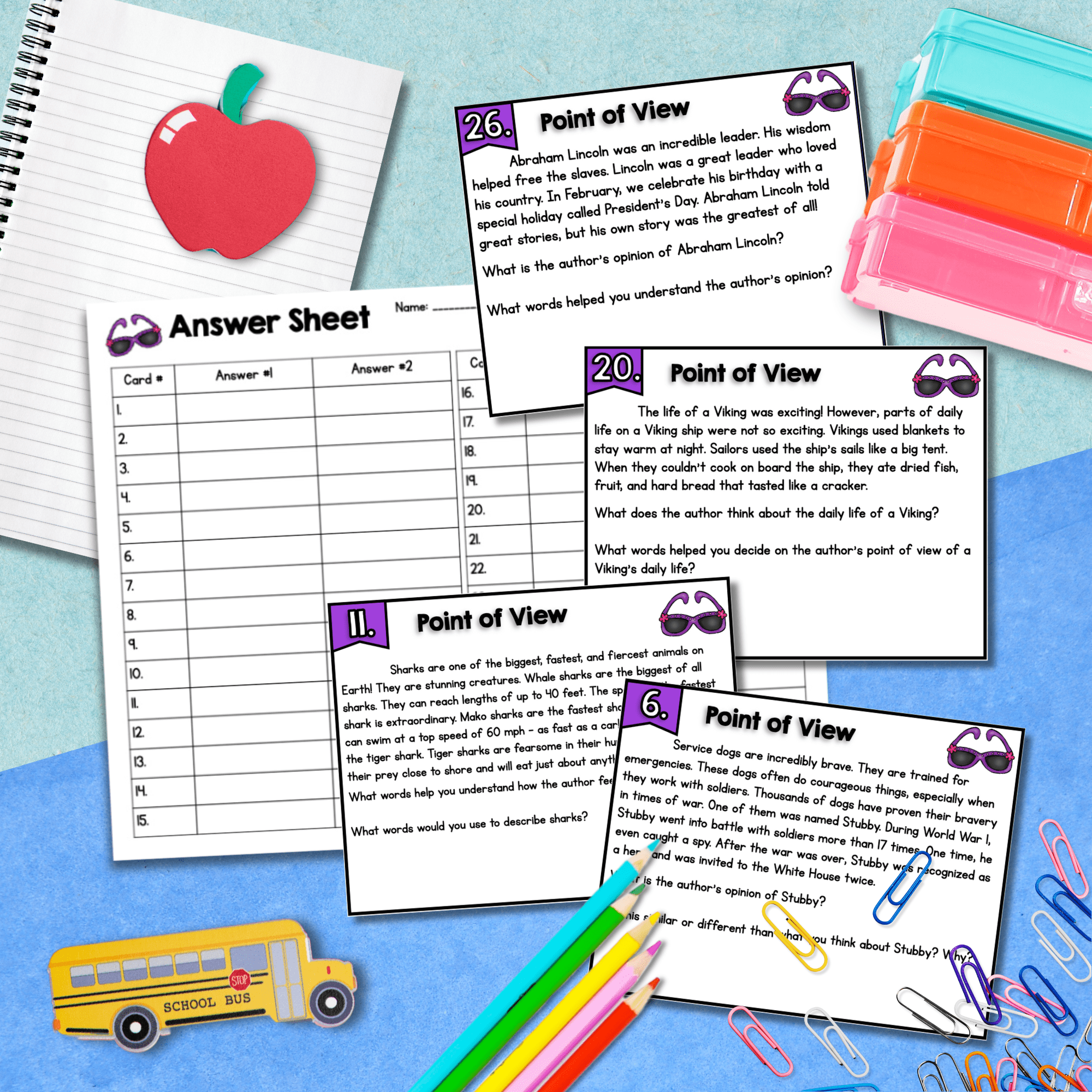 Author's Point of View Perspective Purpose Reading Task Cards 3rd Grade RI.3.6 - Image 3