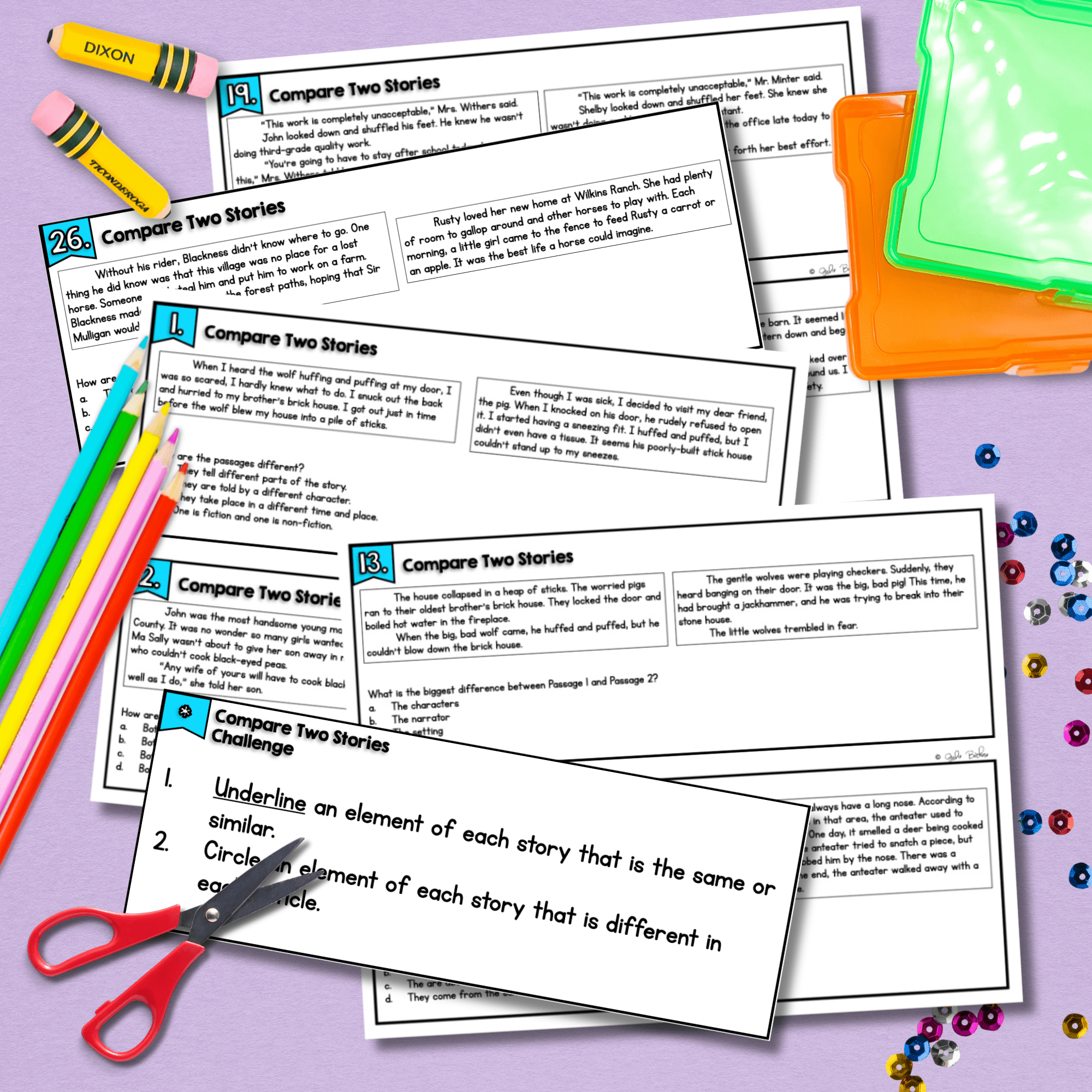 Compare and Contrast Stories Reading Task Cards 2nd & 3rd Grade - RL.2.9 RL.3.9 - Image 4