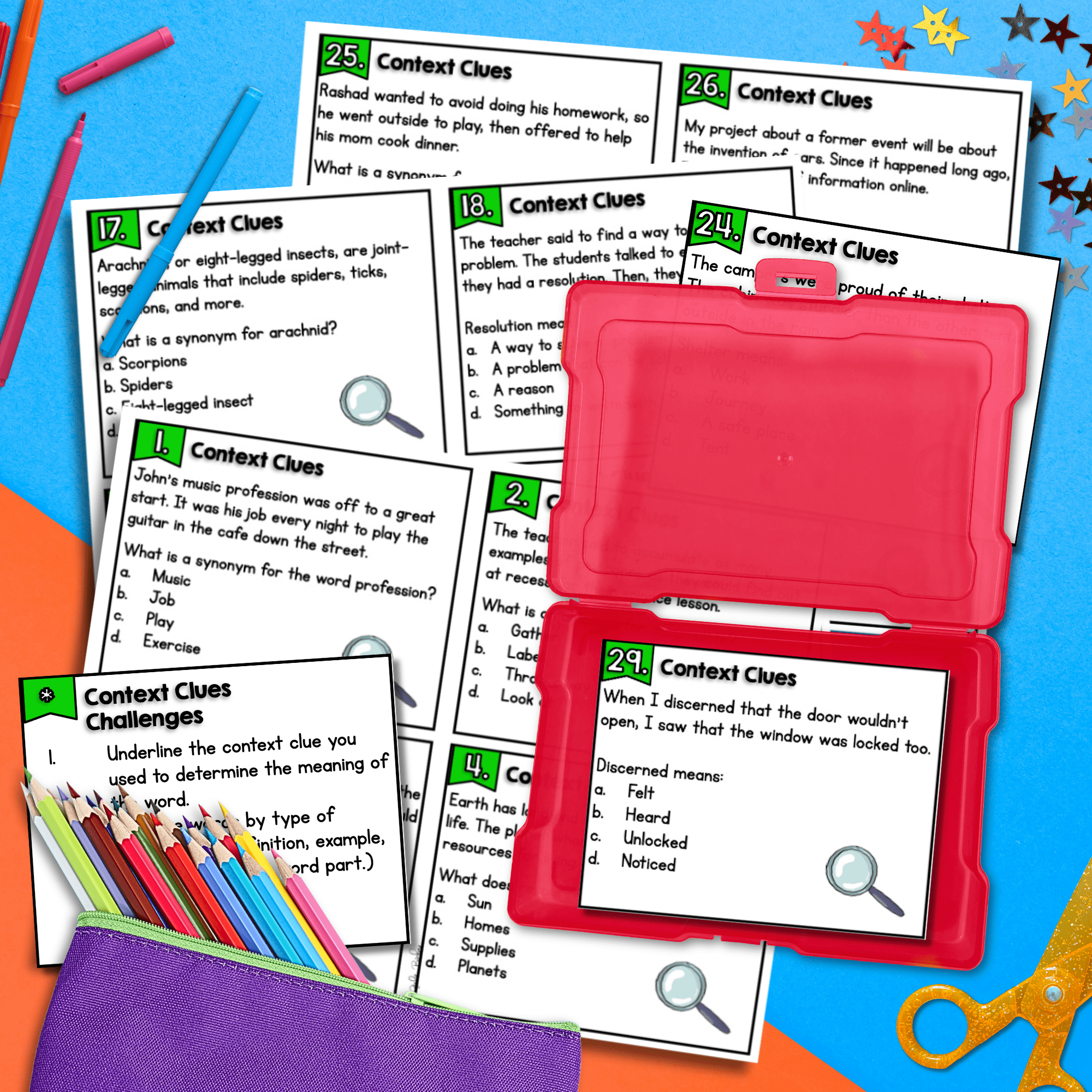 Context Clues Task Cards Nonfiction - 2nd & 3rd Grade Reading Comprehension - Image 4
