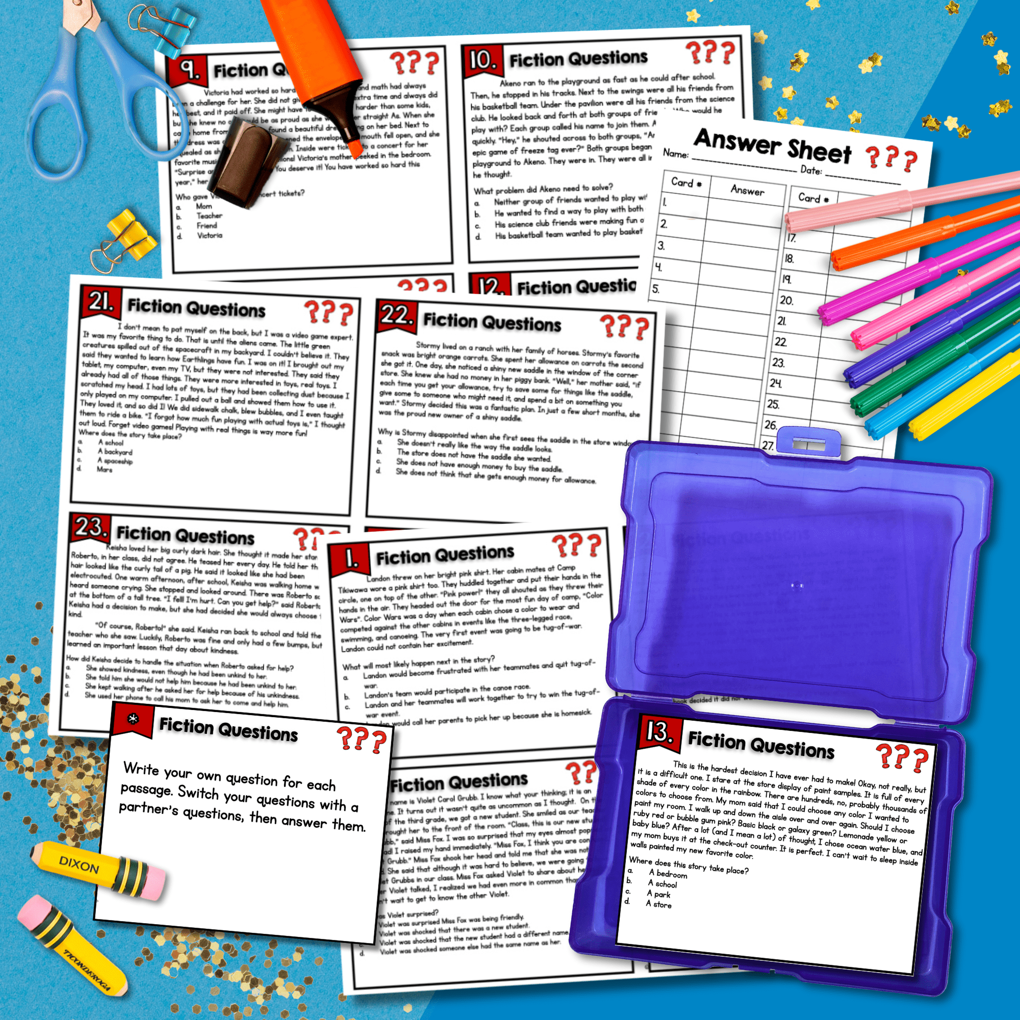 Ask & Answer Questions Fiction Reading Comprehension Task Cards 2nd & 3rd Grade - Image 4
