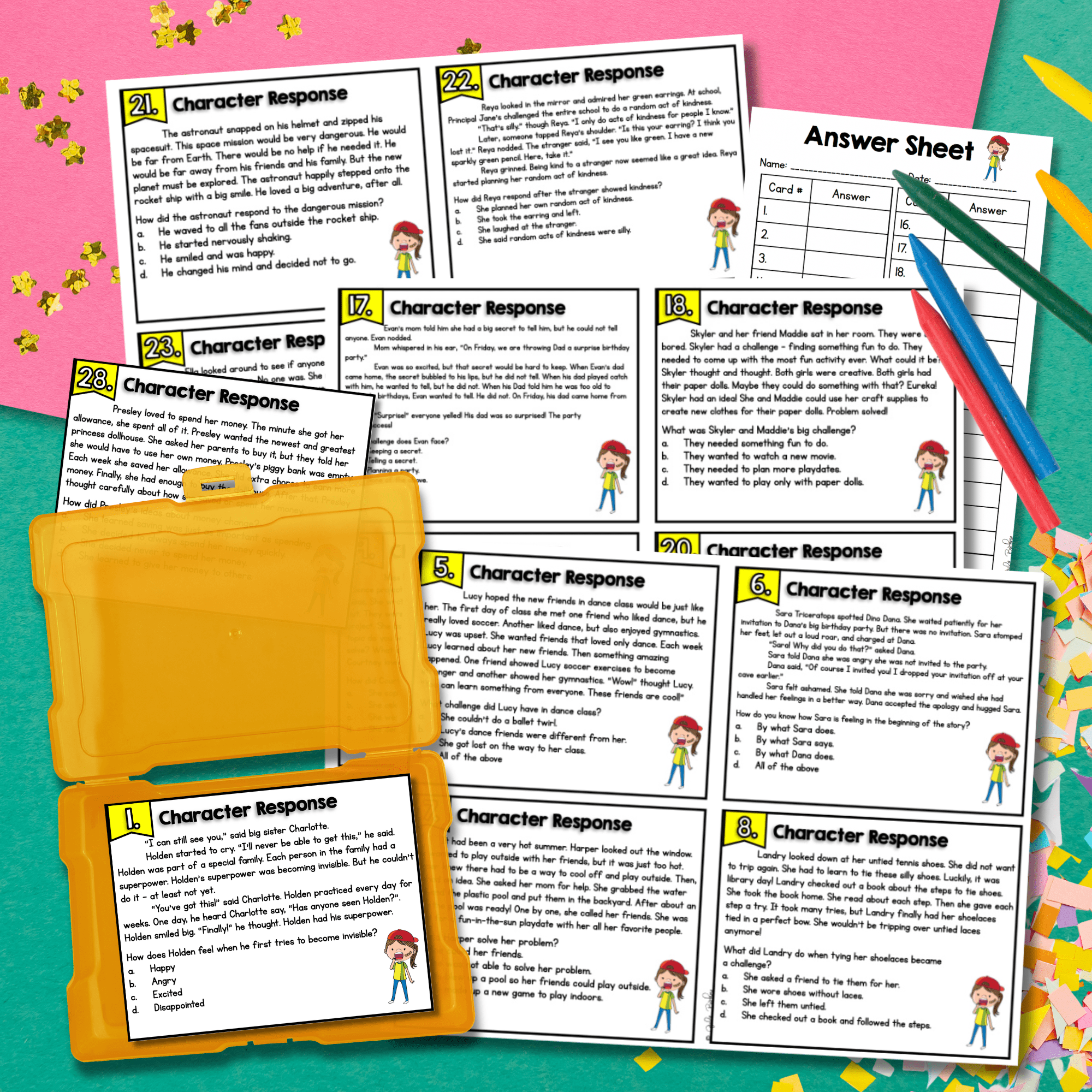 Character Response Task Cards - 2nd & 3rd Grade Reading Comprehension RL.2.3 - Image 4