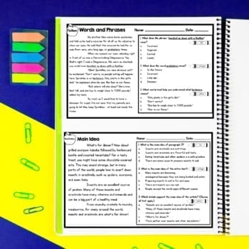 4th Grade Reading Comprehension Exit Tickets Slips Literature Informational Text - Image 3