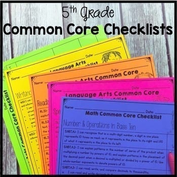 5th Grade Common Core Checklists