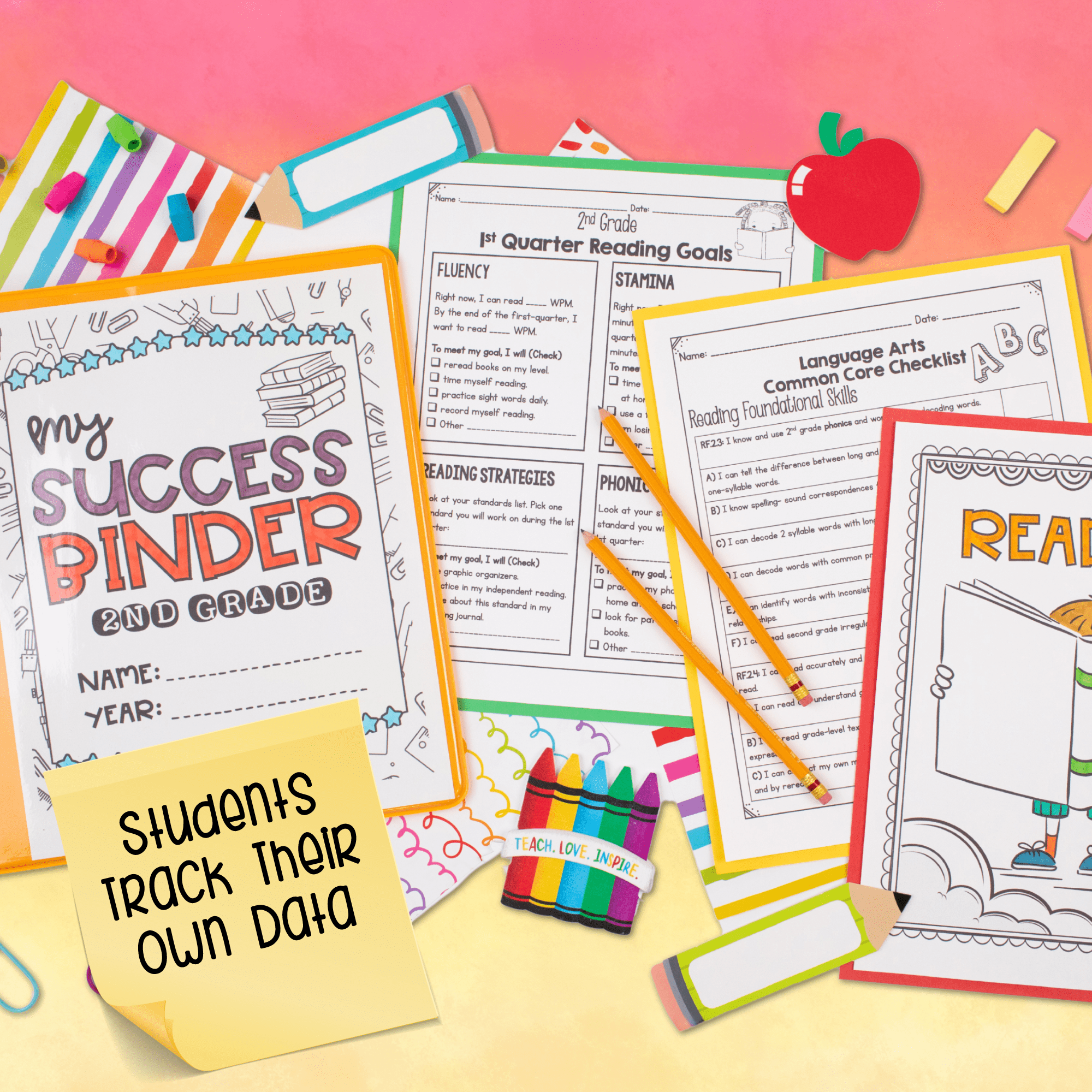 Teacher & Student Data Tracking Binder Collection Sheet Notebook 2nd Grade - Image 2