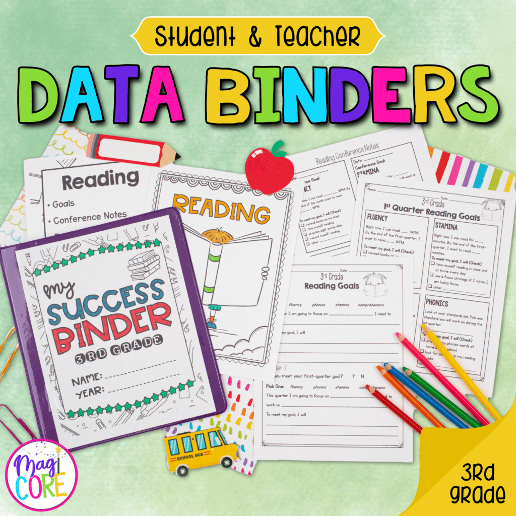 Teacher & Student Data Tracking Binder Collection Sheet Notebook 3rd Grade