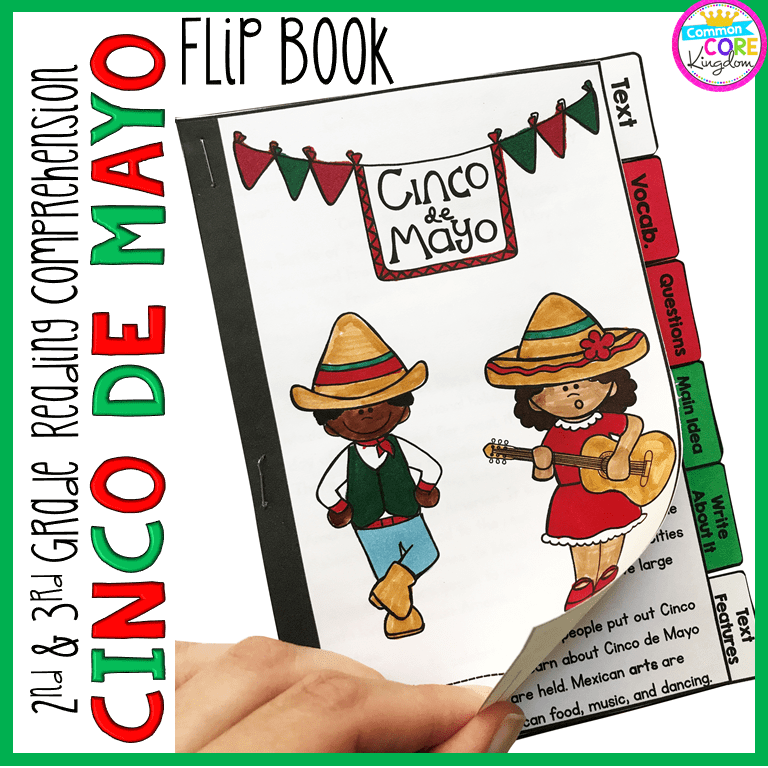 Cinco de Mayo Reading Comprehension Flip Book Activities- 2nd & 3rd grade