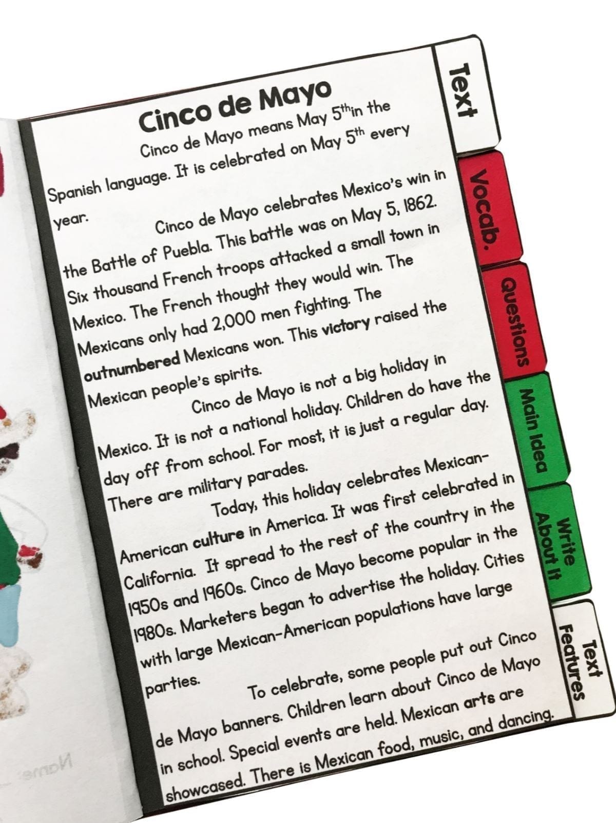Cinco de Mayo Reading Comprehension Flip Book Activities- 2nd & 3rd grade - Image 3