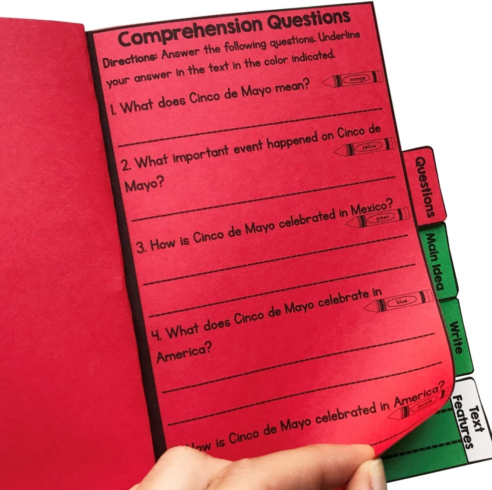 Cinco de Mayo Reading Comprehension Flip Book Activities- 2nd & 3rd grade - Image 4