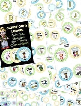 Circle Classroom Labels: Word Wall, Book Bins, Supplies - Image 2