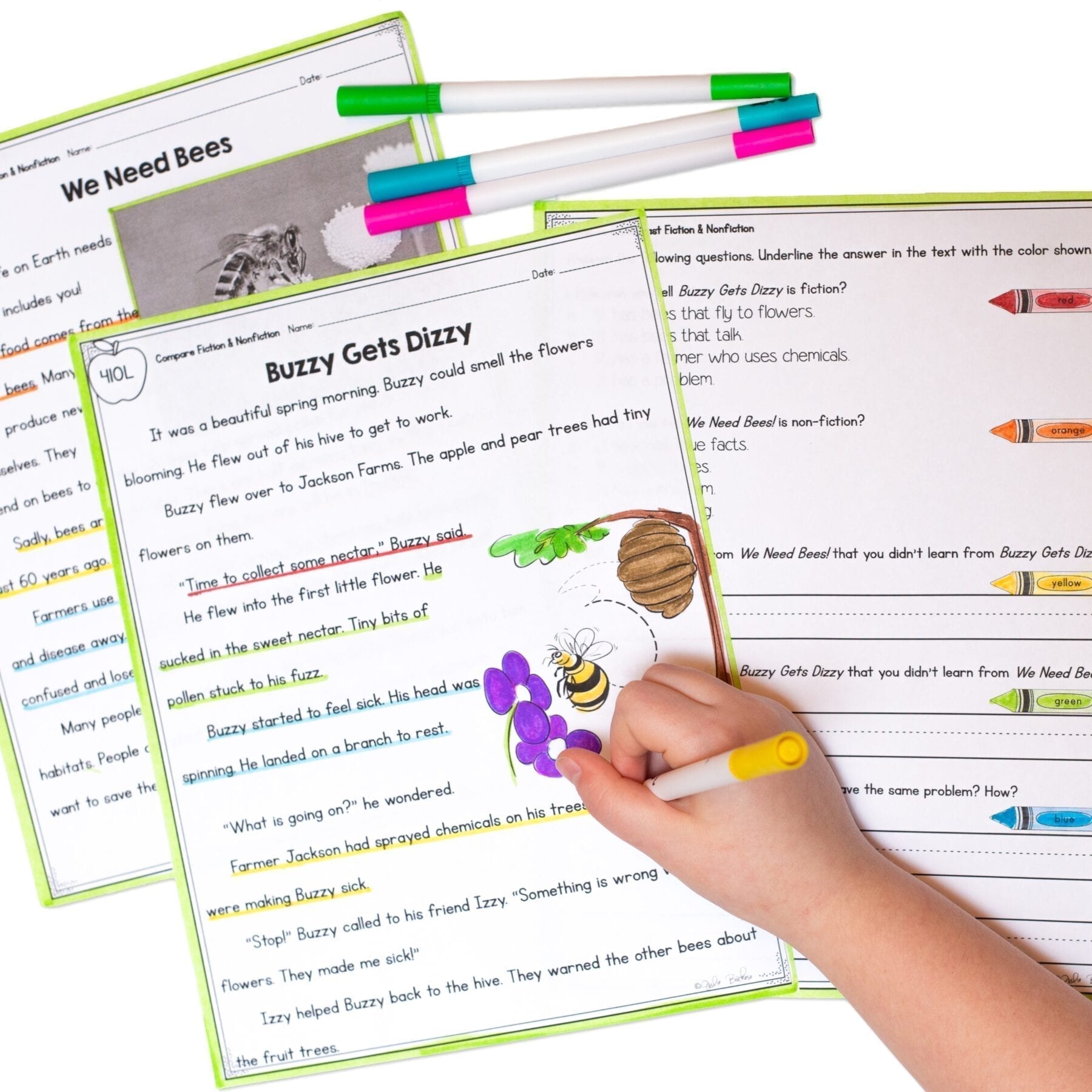 Compare Fiction & Nonfiction 1st Grade RL.1.5 Reading Passages Worksheets RL1.5 - Image 2