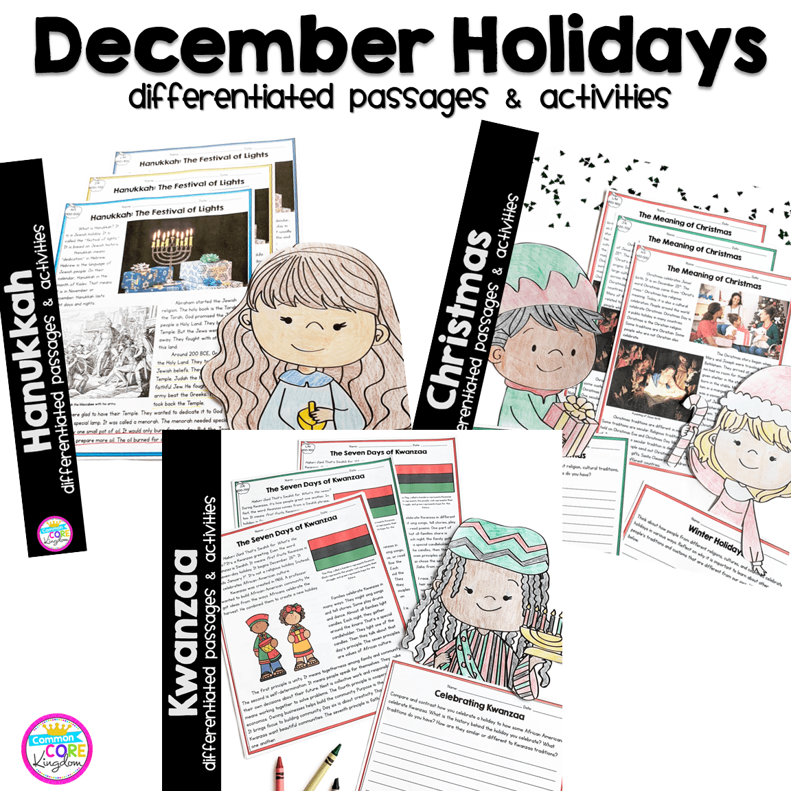December Holidays Differentiated Reading and Writing Activities