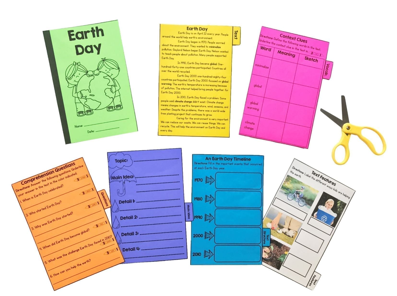 Earth Day Reading Comprehension Flip Book Activities - 2nd & 3rd grade - Image 2