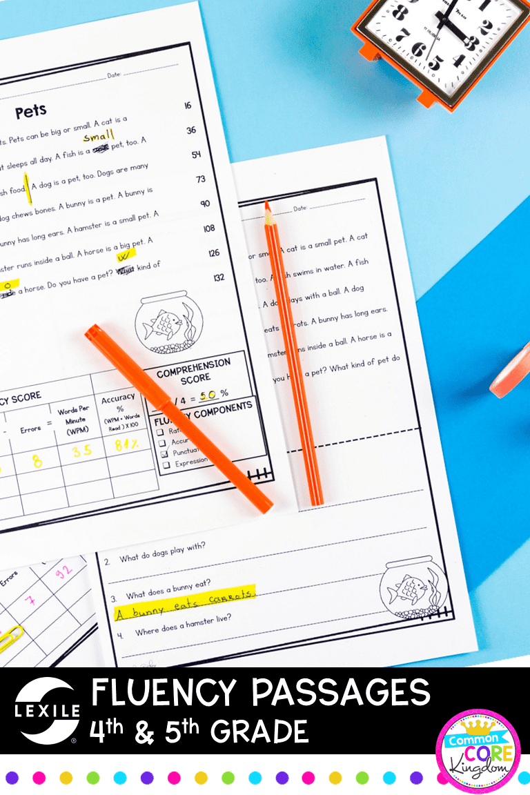 Pin for 4th & 5th grade fluency passages resource