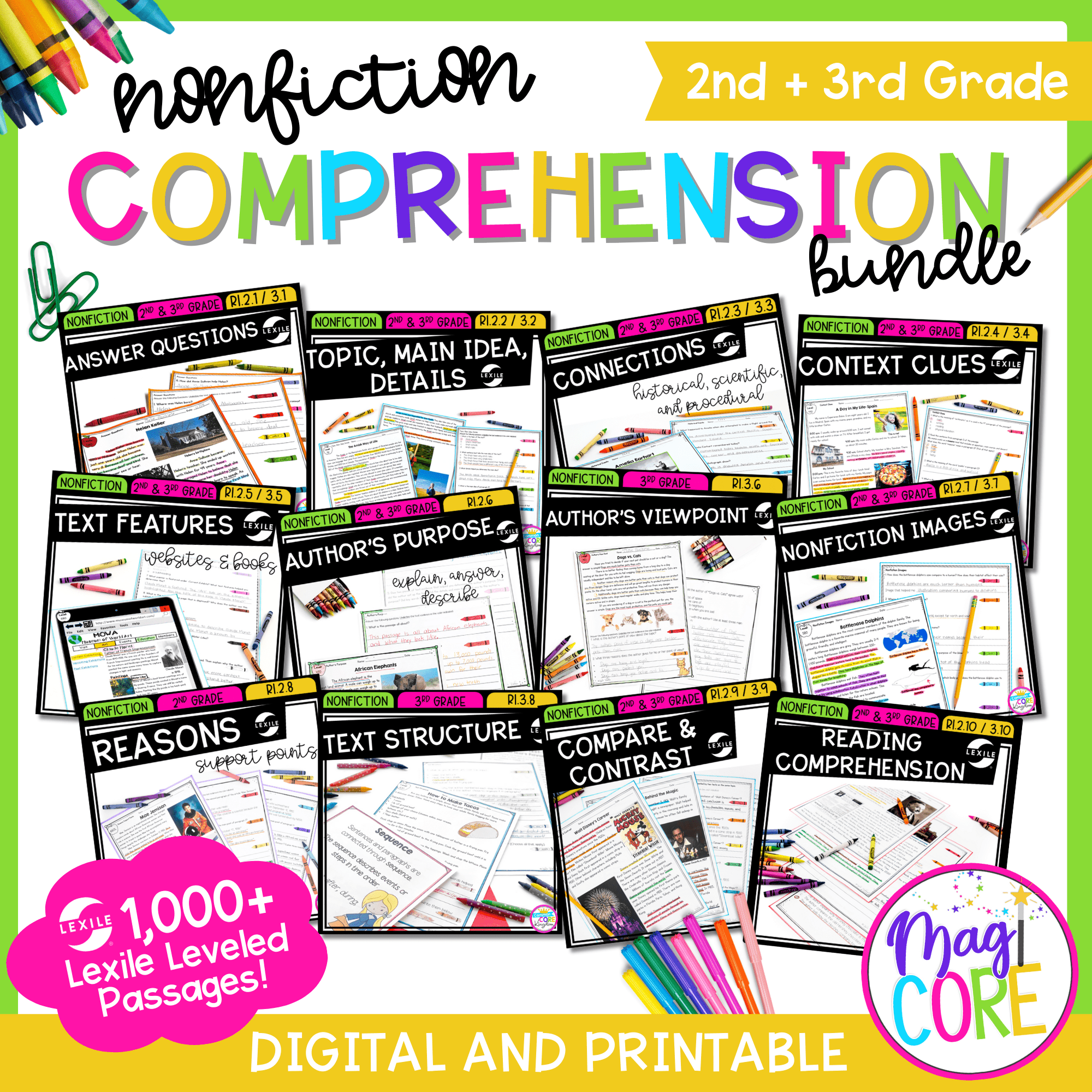 2nd & 3rd Grade Nonfiction Comprehension Bundle - Google Distance Learning