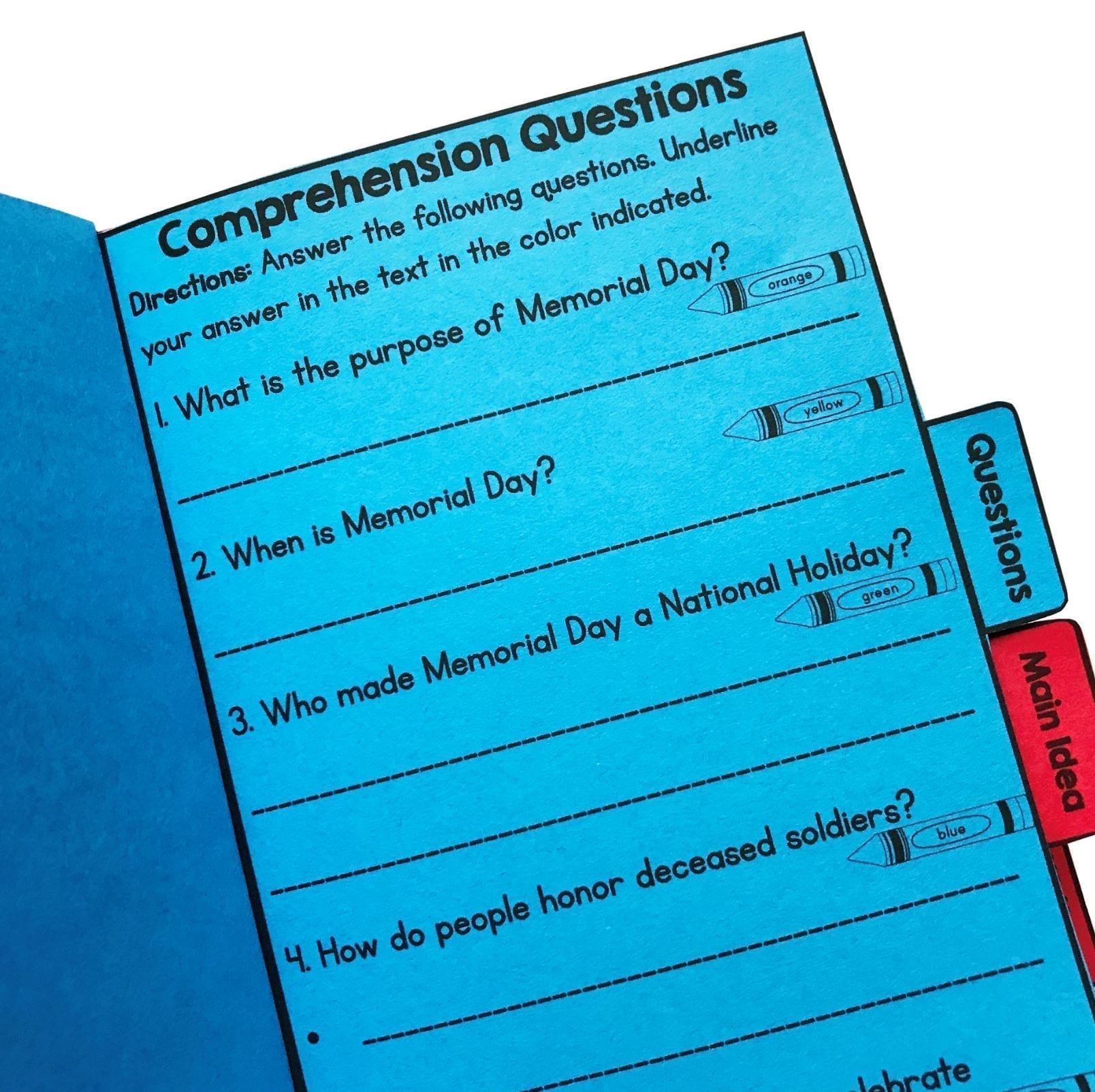 Memorial Day Reading Comprehension Flip Book Activities - 2nd & 3rd grade - Image 3