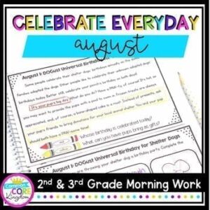 Morning Work: August Holidays