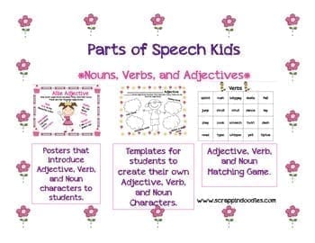 Parts of Speech Characters- Nouns, Verbs, Adjectives - Image 2